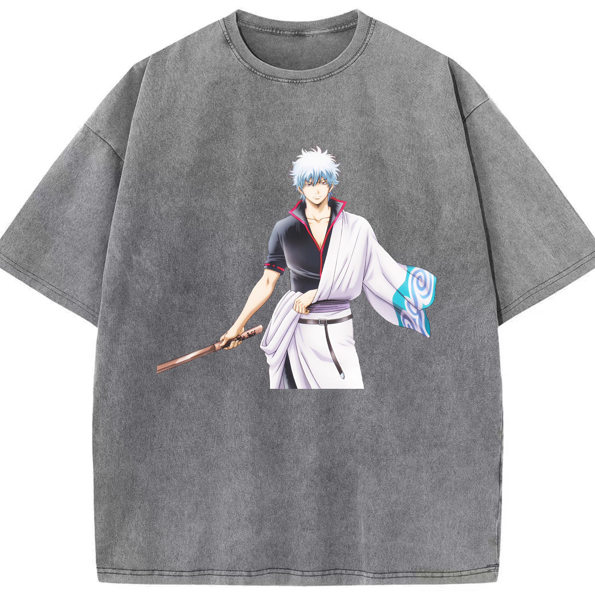 （画像用） ぎんたま 坂田銀時（さかたぎんとき） 神楽 志村新八（しむら しんぱち） GINTAMA Sakata Gintoki Kagura Shimura Shinpachi 綿100% ヴィンテージ風 半袖Tシャツ（フロントプリント）