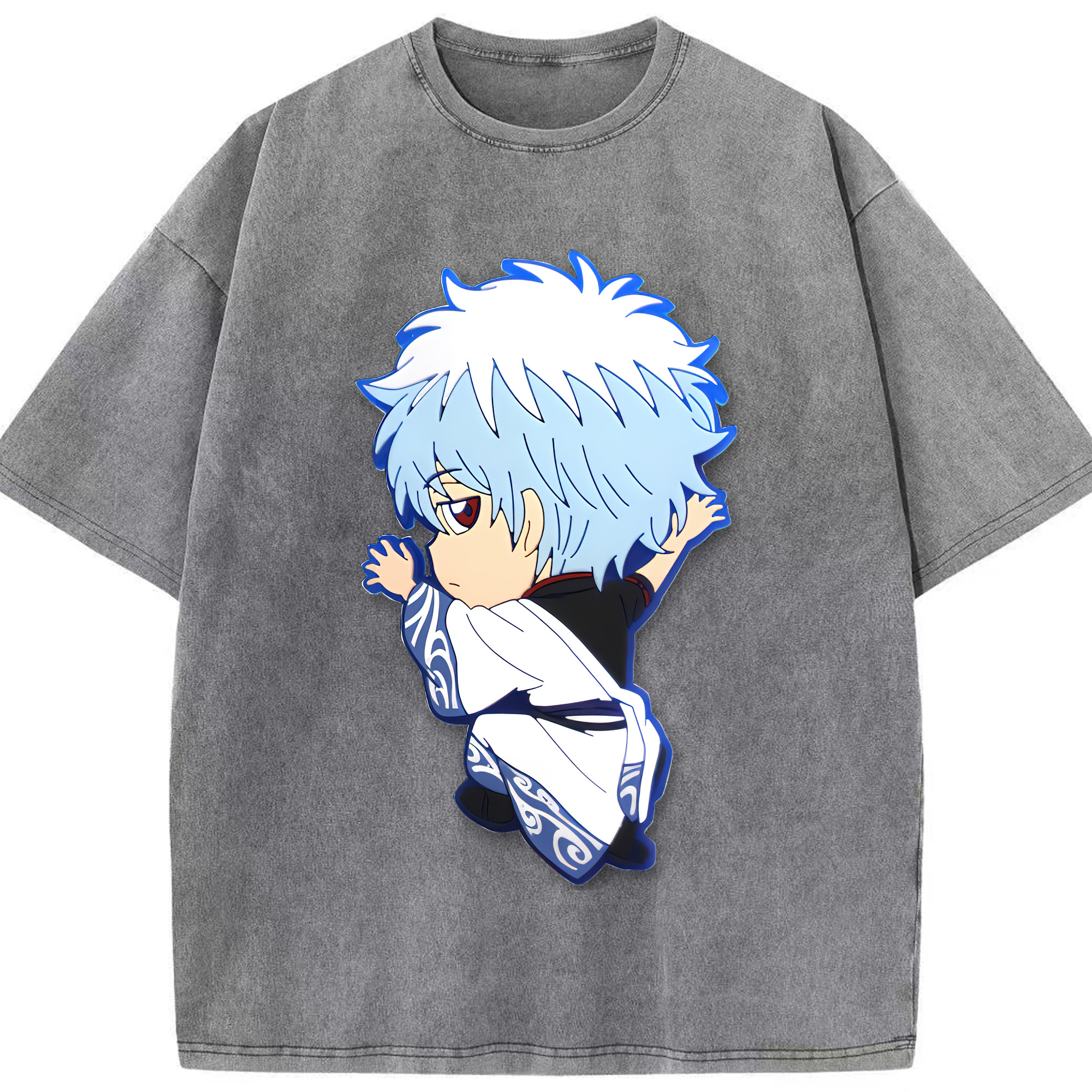 （画像用） ぎんたま 坂田銀時（さかたぎんとき） 神楽 志村新八（しむら しんぱち） GINTAMA Sakata Gintoki Kagura Shimura Shinpachi 綿100% ヴィンテージ風 半袖Tシャツ（フロントプリント）