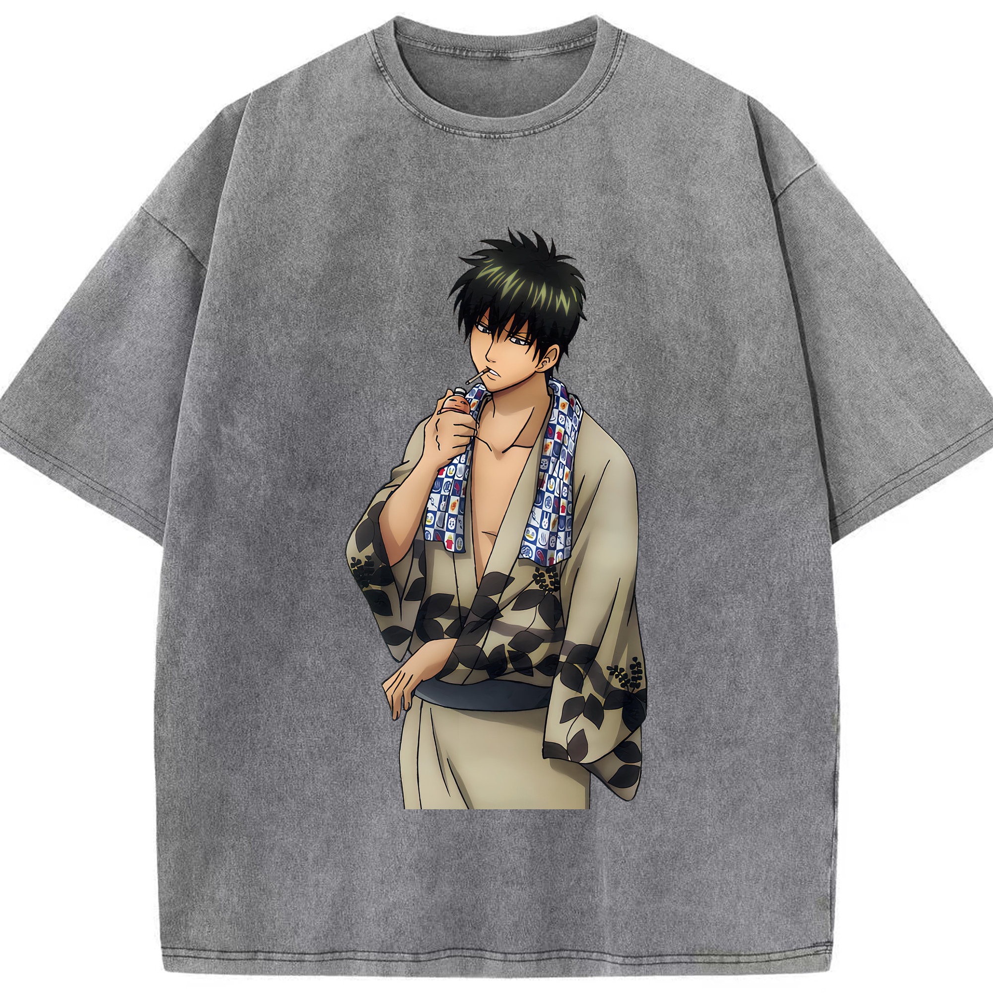 （画像用） ぎんたま 坂田銀時（さかたぎんとき） 神楽 志村新八（しむら しんぱち） GINTAMA Sakata Gintoki Kagura Shimura Shinpachi 綿100% ヴィンテージ風 半袖Tシャツ（フロントプリント）