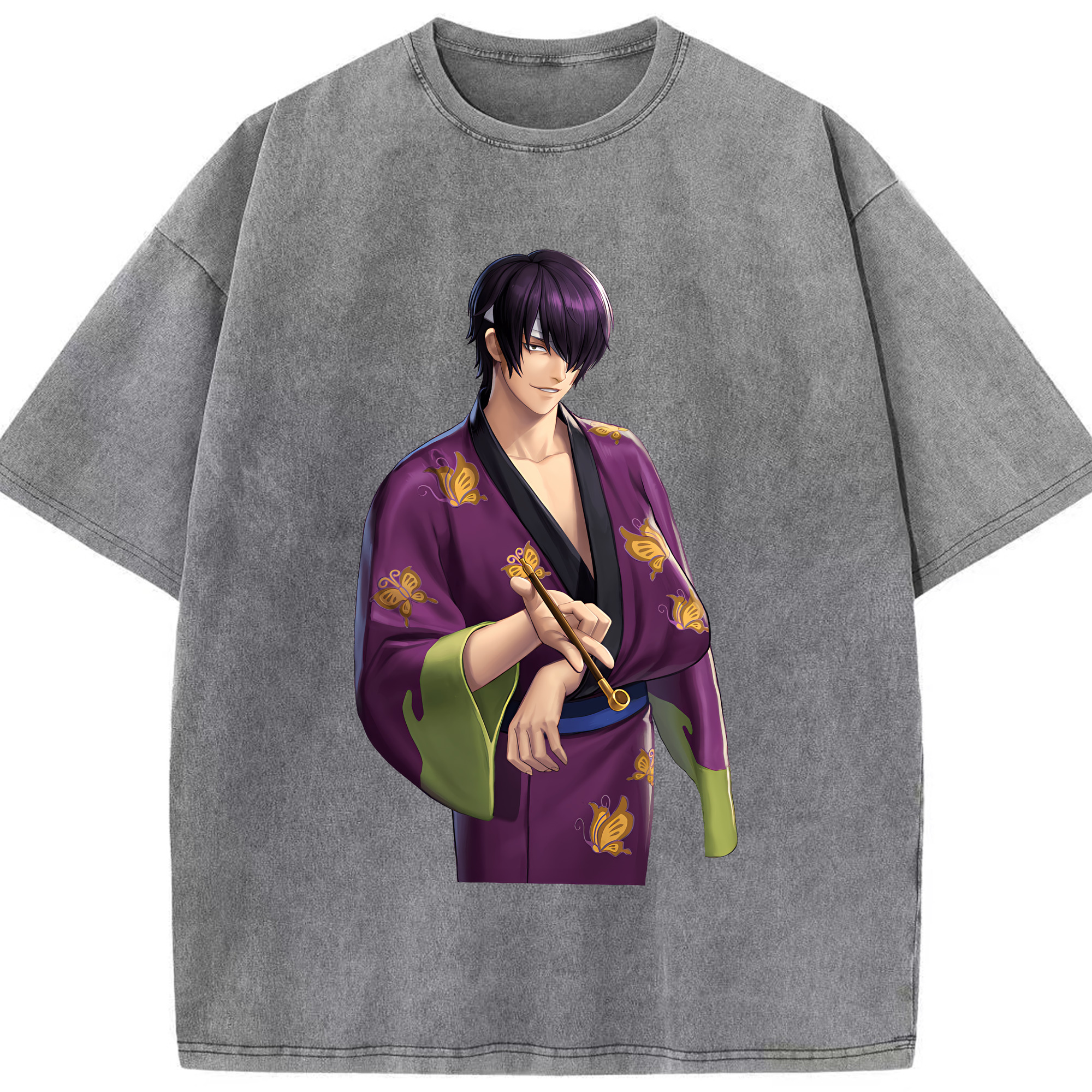 （画像用） ぎんたま 坂田銀時（さかたぎんとき） 神楽 志村新八（しむら しんぱち） GINTAMA Sakata Gintoki Kagura Shimura Shinpachi 綿100% ヴィンテージ風 半袖Tシャツ（フロントプリント）