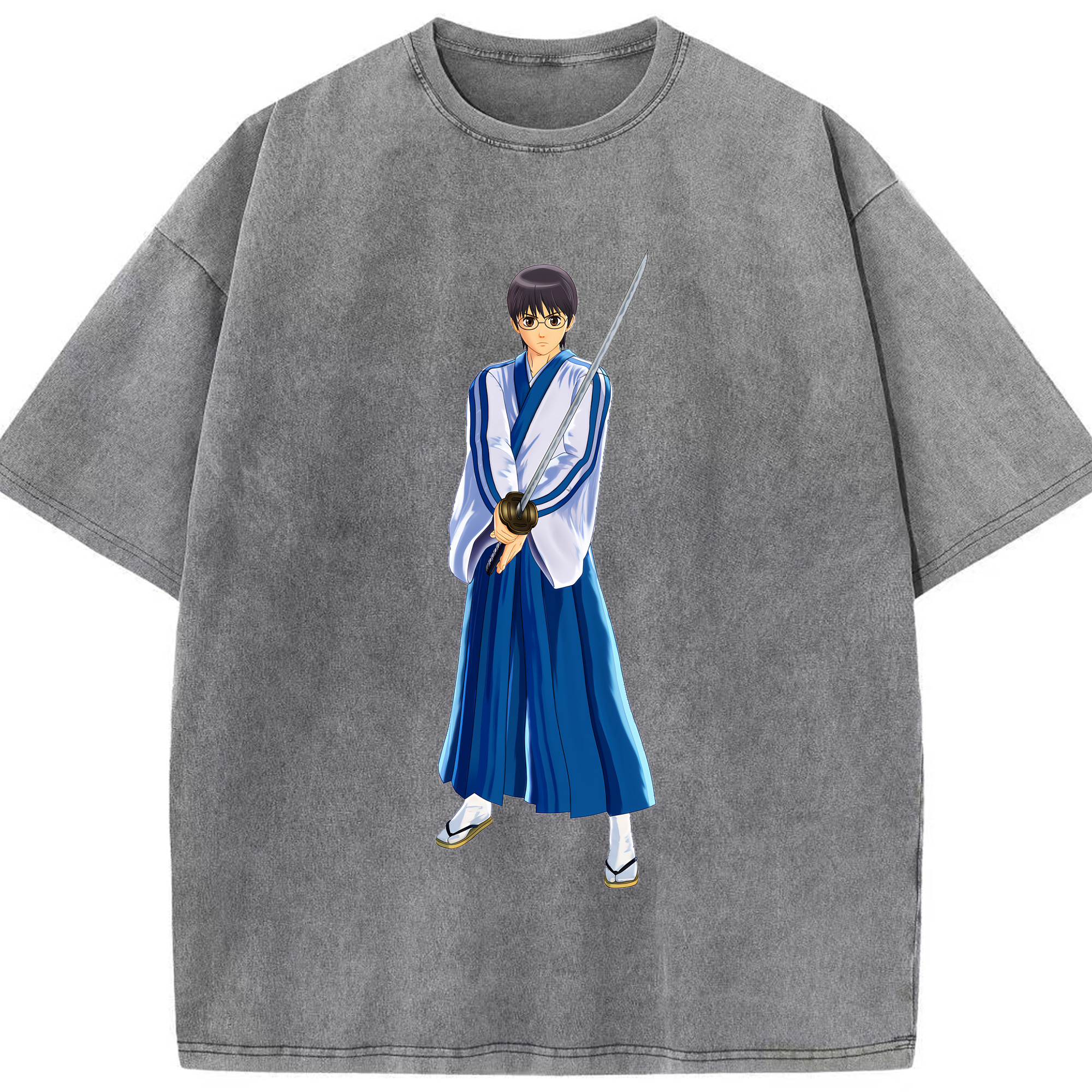 （画像用） ぎんたま 坂田銀時（さかたぎんとき） 神楽 志村新八（しむら しんぱち） GINTAMA Sakata Gintoki Kagura Shimura Shinpachi 綿100% ヴィンテージ風 半袖Tシャツ（フロントプリント）