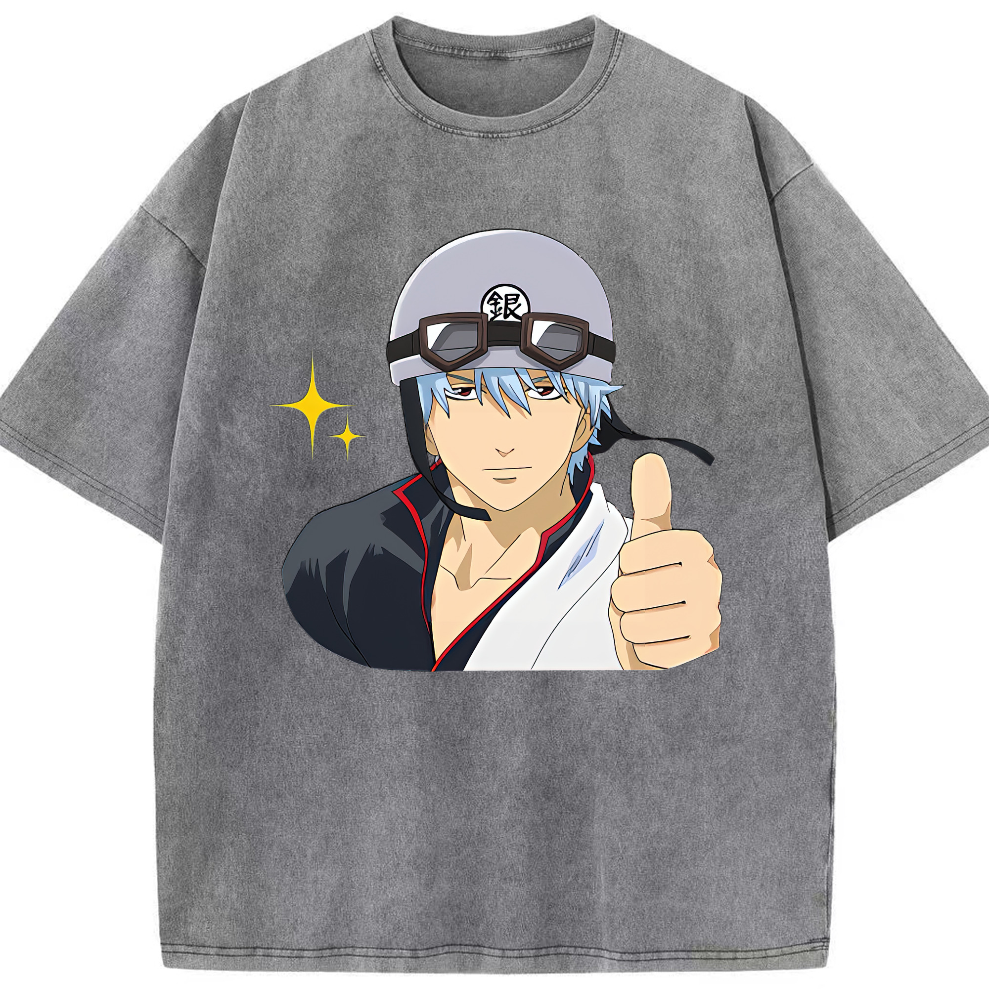 （画像用） ぎんたま 坂田銀時（さかたぎんとき） 神楽 志村新八（しむら しんぱち） GINTAMA Sakata Gintoki Kagura Shimura Shinpachi 綿100% ヴィンテージ風 半袖Tシャツ（フロントプリント）