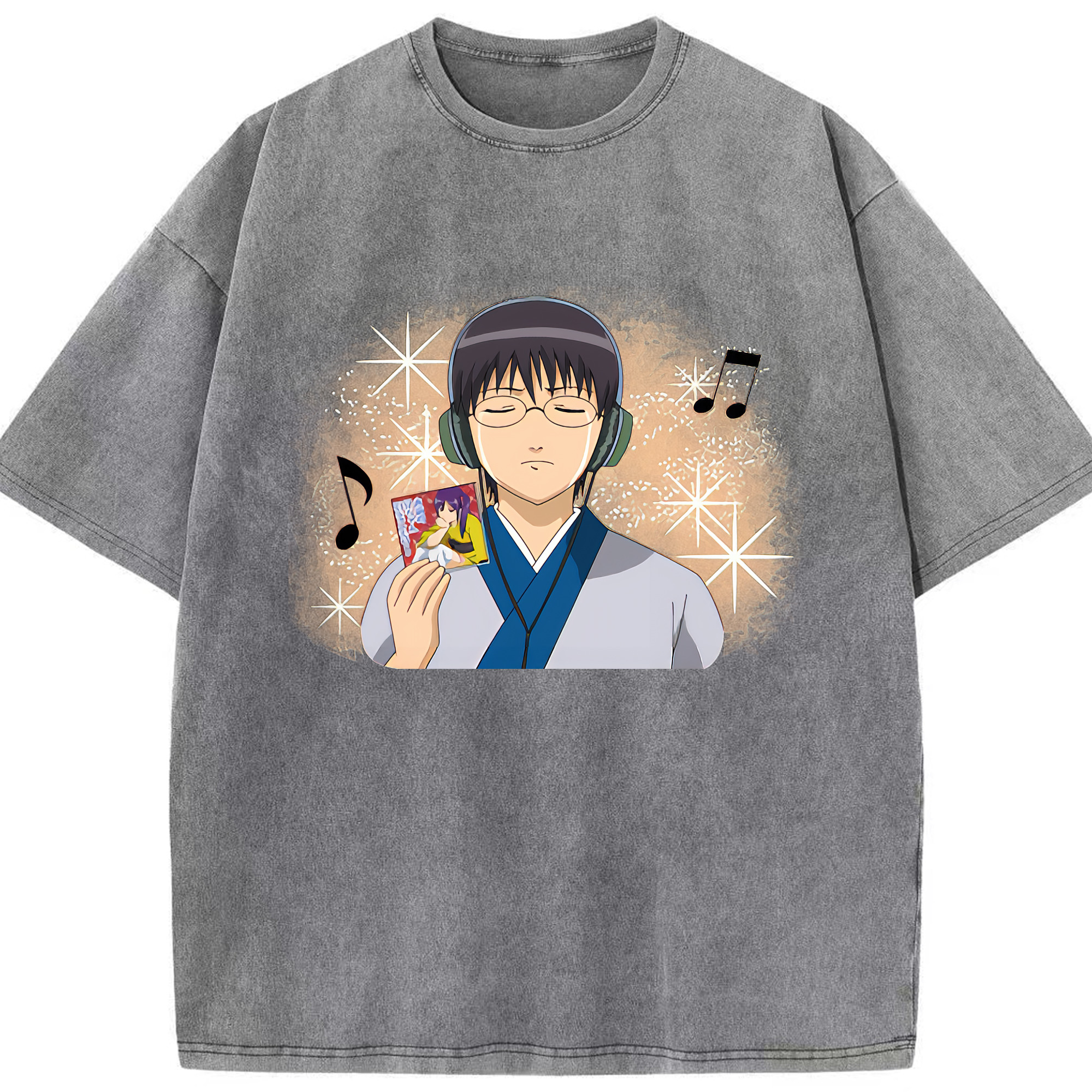（画像用） ぎんたま 坂田銀時（さかたぎんとき） 神楽 志村新八（しむら しんぱち） GINTAMA Sakata Gintoki Kagura Shimura Shinpachi 綿100% ヴィンテージ風 半袖Tシャツ（フロントプリント）