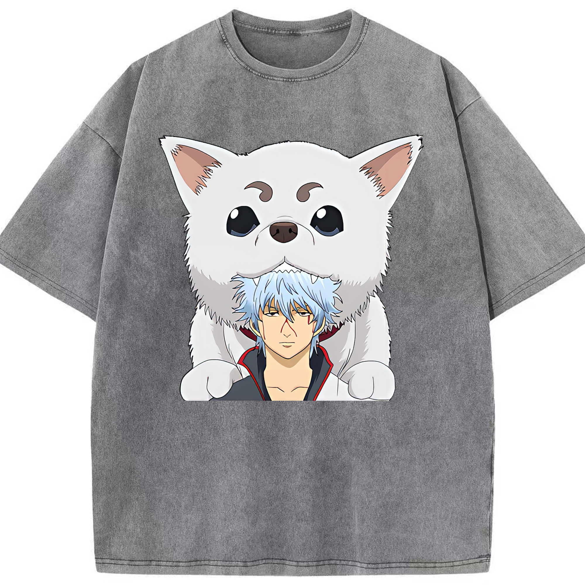 （画像用） ぎんたま 坂田銀時（さかたぎんとき） 神楽 志村新八（しむら しんぱち） GINTAMA Sakata Gintoki Kagura Shimura Shinpachi 綿100% ヴィンテージ風 半袖Tシャツ（フロントプリント）