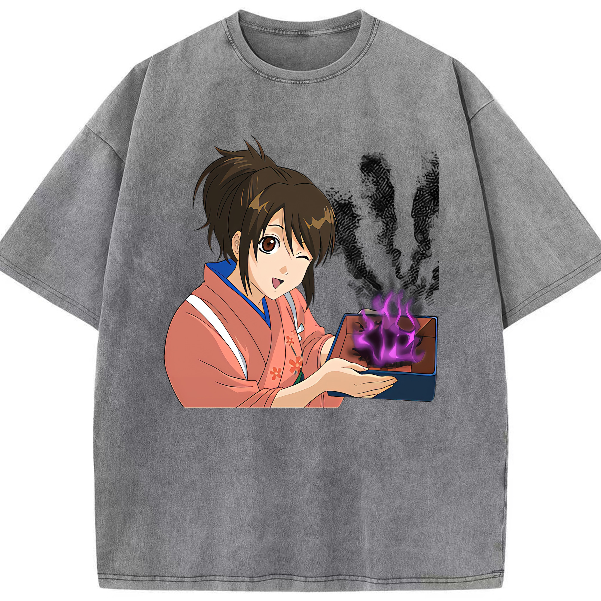 （画像用） ぎんたま 坂田銀時（さかたぎんとき） 神楽 志村新八（しむら しんぱち） GINTAMA Sakata Gintoki Kagura Shimura Shinpachi 綿100% ヴィンテージ風 半袖Tシャツ（フロントプリント）
