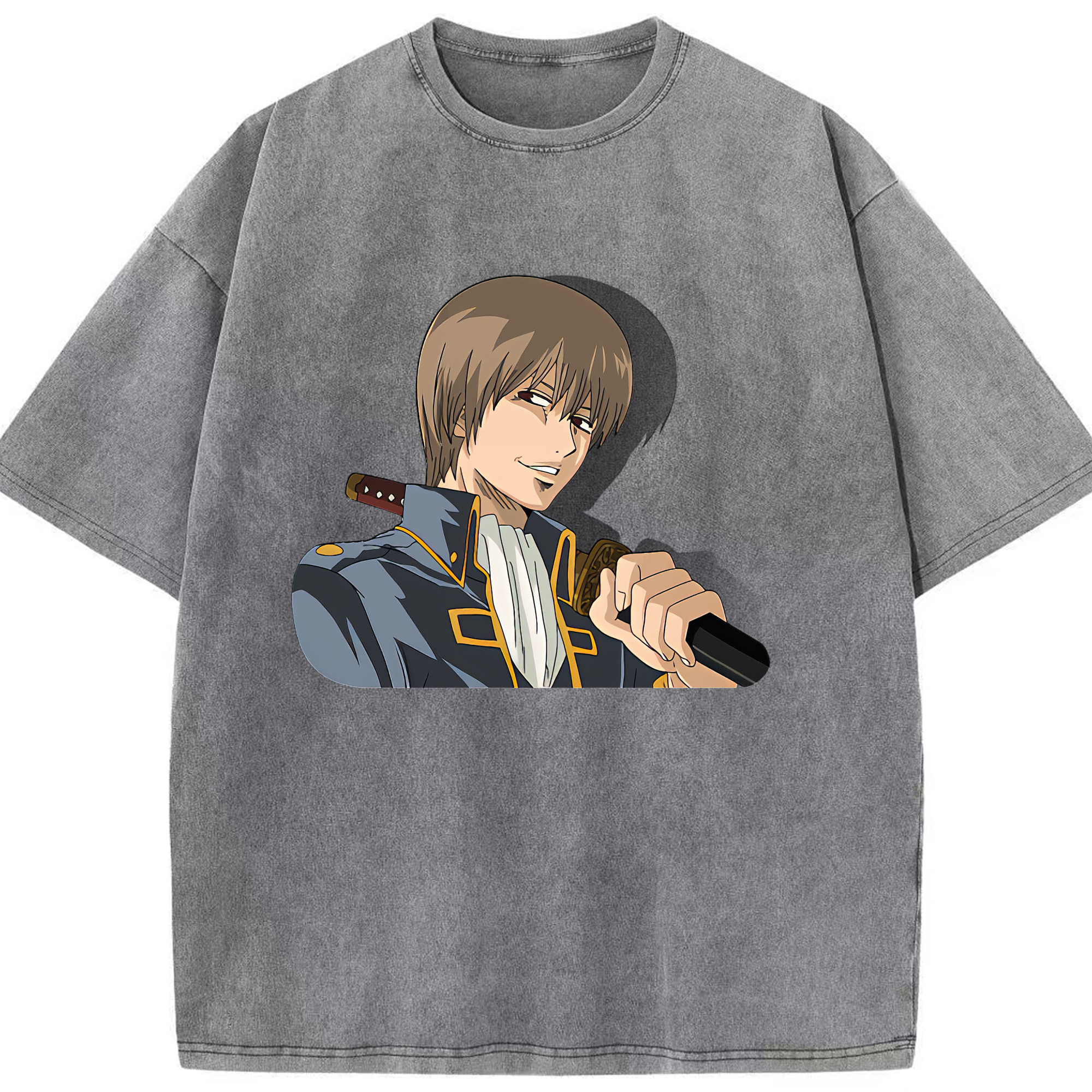 （画像用） ぎんたま 坂田銀時（さかたぎんとき） 神楽 志村新八（しむら しんぱち） GINTAMA Sakata Gintoki Kagura Shimura Shinpachi 綿100% ヴィンテージ風 半袖Tシャツ（フロントプリント）