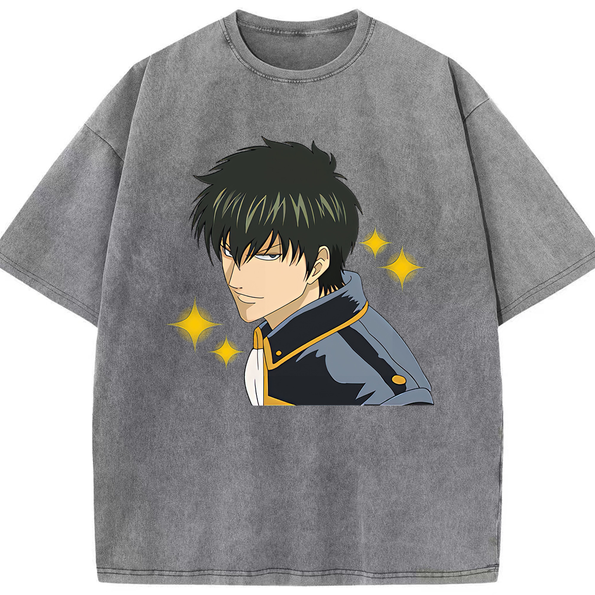 （画像用） ぎんたま 坂田銀時（さかたぎんとき） 神楽 志村新八（しむら しんぱち） GINTAMA Sakata Gintoki Kagura Shimura Shinpachi 綿100% ヴィンテージ風 半袖Tシャツ（フロントプリント）
