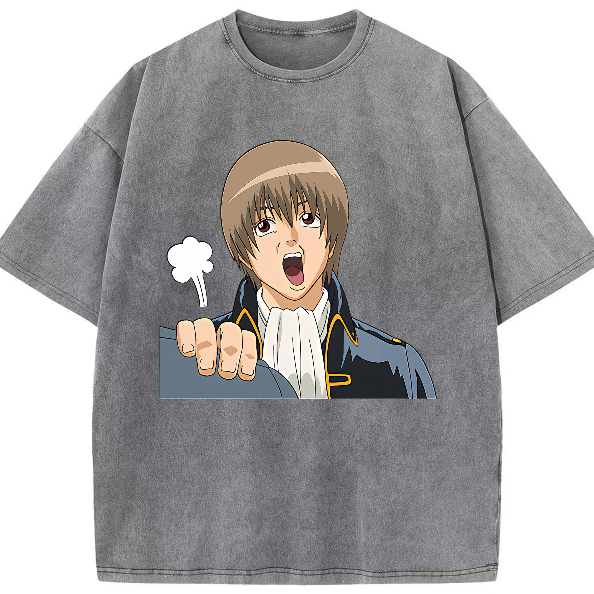 （画像用） ぎんたま 坂田銀時（さかたぎんとき） 神楽 志村新八（しむら しんぱち） GINTAMA Sakata Gintoki Kagura Shimura Shinpachi 綿100% ヴィンテージ風 半袖Tシャツ（フロントプリント）
