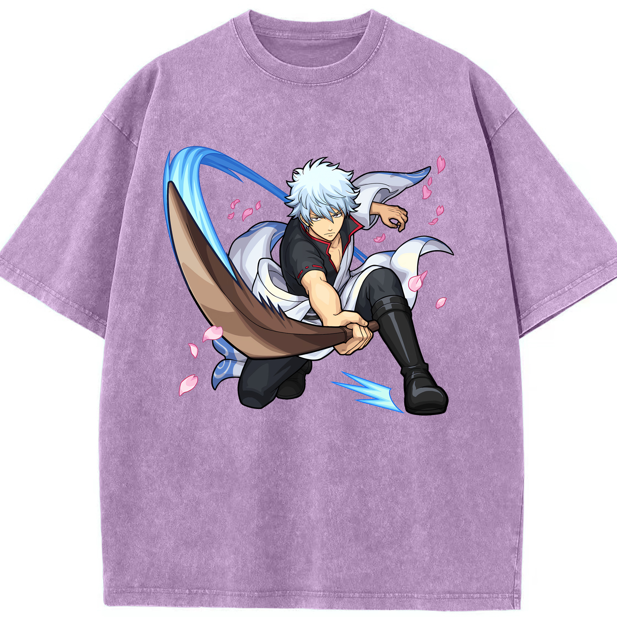 （画像用） ぎんたま 坂田銀時（さかたぎんとき） 神楽 志村新八（しむら しんぱち） GINTAMA Sakata Gintoki Kagura Shimura Shinpachi 綿100% ヴィンテージ風 半袖Tシャツ（フロントプリント）