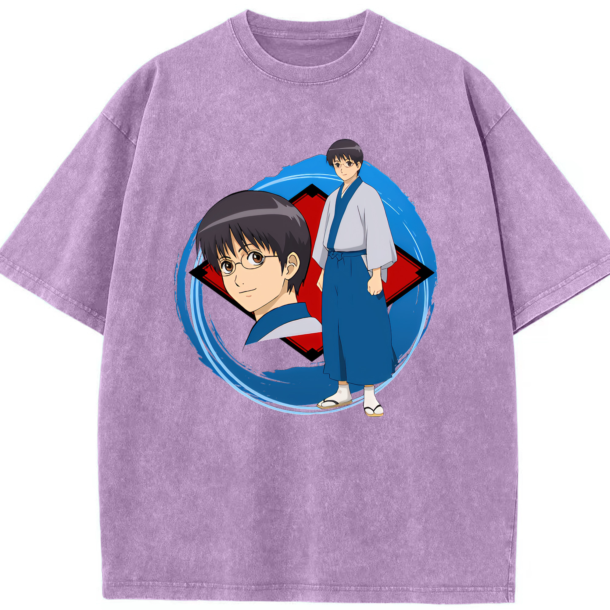 （画像用） ぎんたま 坂田銀時（さかたぎんとき） 神楽 志村新八（しむら しんぱち） GINTAMA Sakata Gintoki Kagura Shimura Shinpachi 綿100% ヴィンテージ風 半袖Tシャツ（フロントプリント）