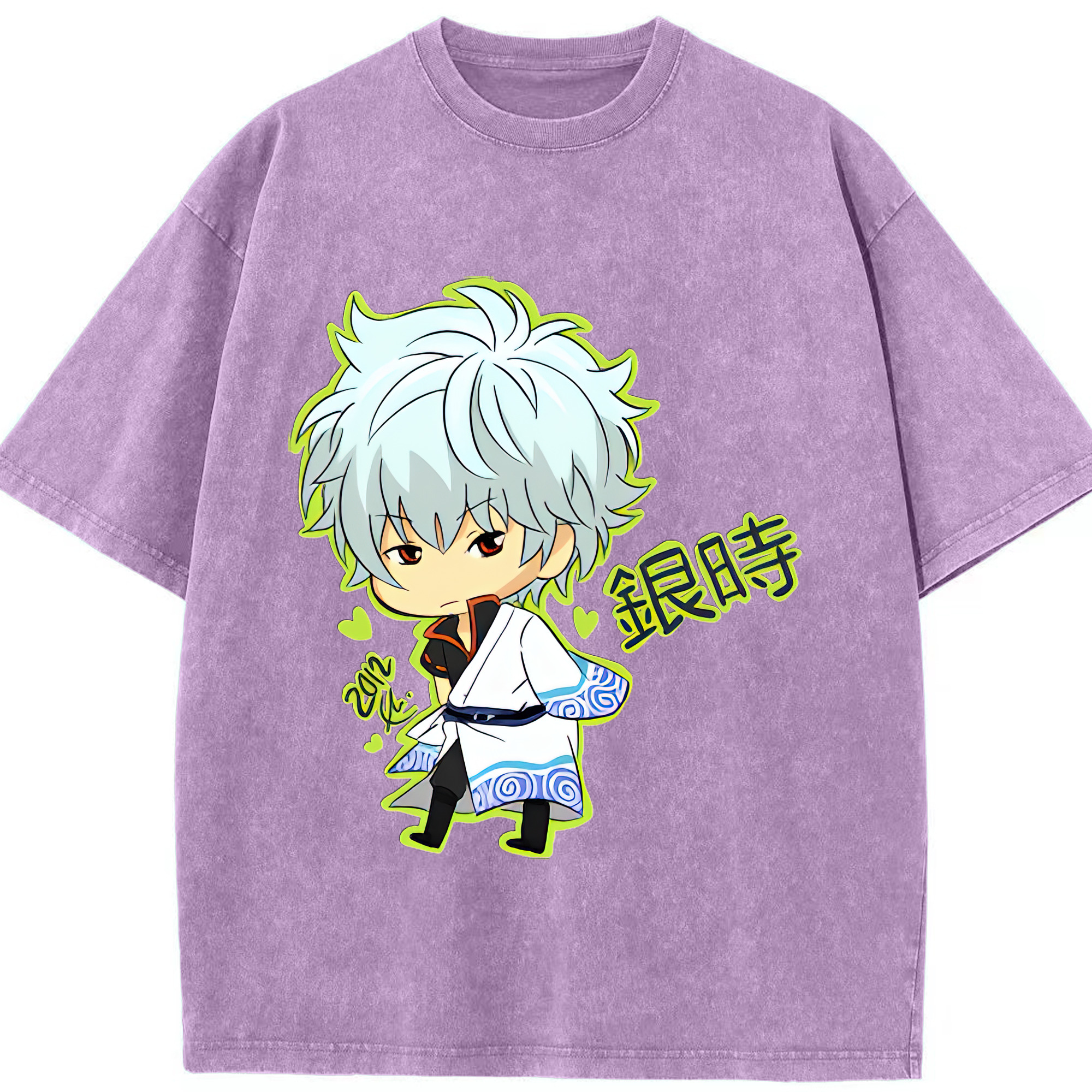 （画像用） ぎんたま 坂田銀時（さかたぎんとき） 神楽 志村新八（しむら しんぱち） GINTAMA Sakata Gintoki Kagura Shimura Shinpachi 綿100% ヴィンテージ風 半袖Tシャツ（フロントプリント）