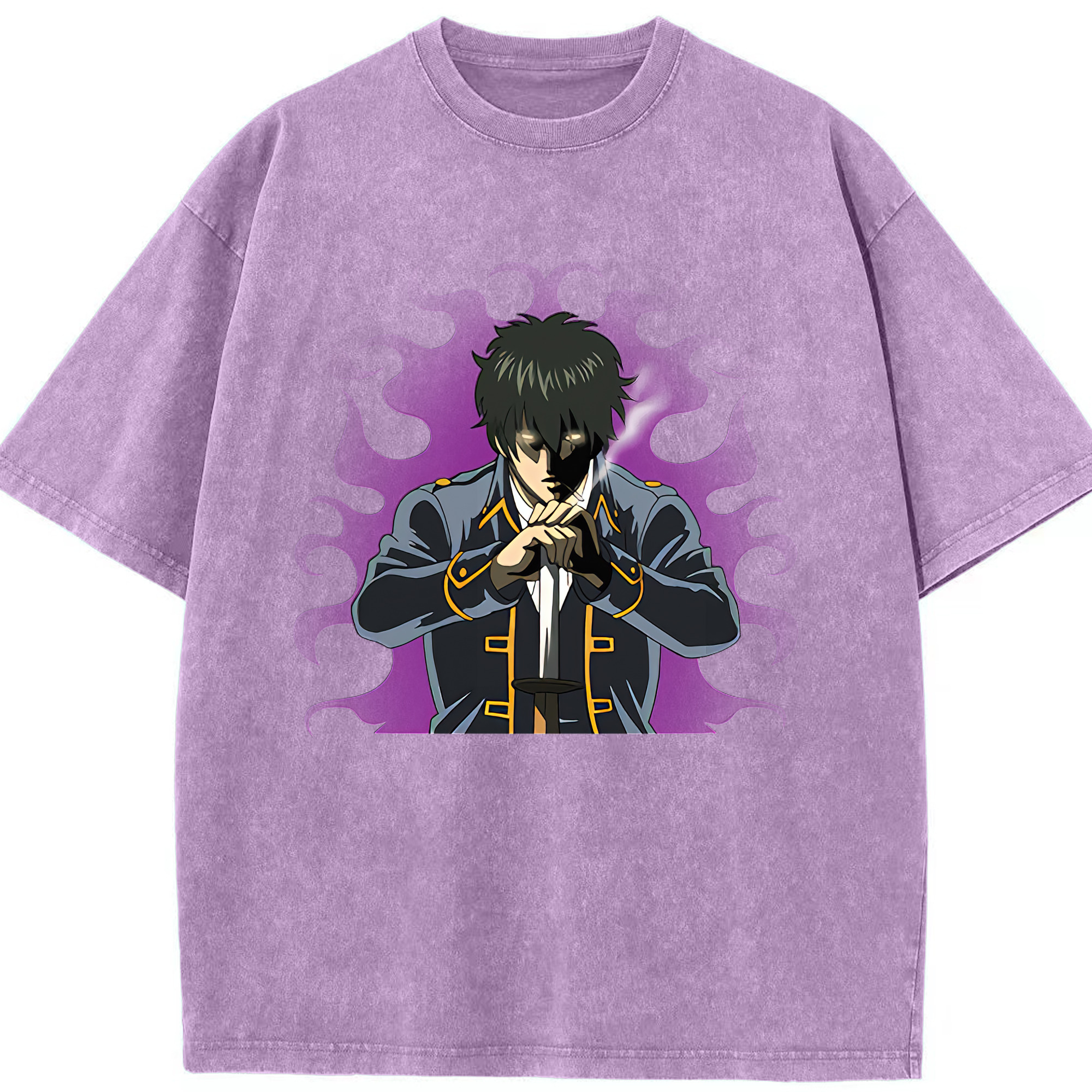 （画像用） ぎんたま 坂田銀時（さかたぎんとき） 神楽 志村新八（しむら しんぱち） GINTAMA Sakata Gintoki Kagura Shimura Shinpachi 綿100% ヴィンテージ風 半袖Tシャツ（フロントプリント）