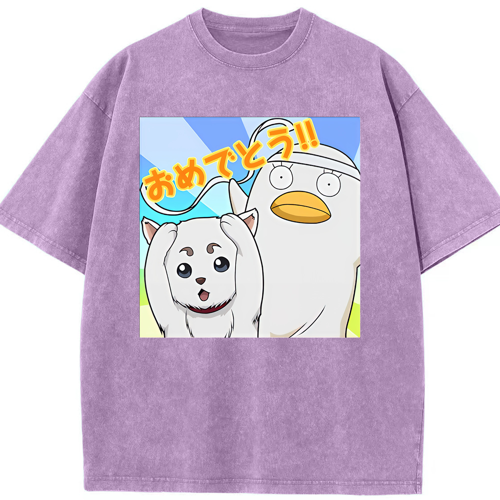 （画像用） ぎんたま 坂田銀時（さかたぎんとき） 神楽 志村新八（しむら しんぱち） GINTAMA Sakata Gintoki Kagura Shimura Shinpachi 綿100% ヴィンテージ風 半袖Tシャツ（フロントプリント）
