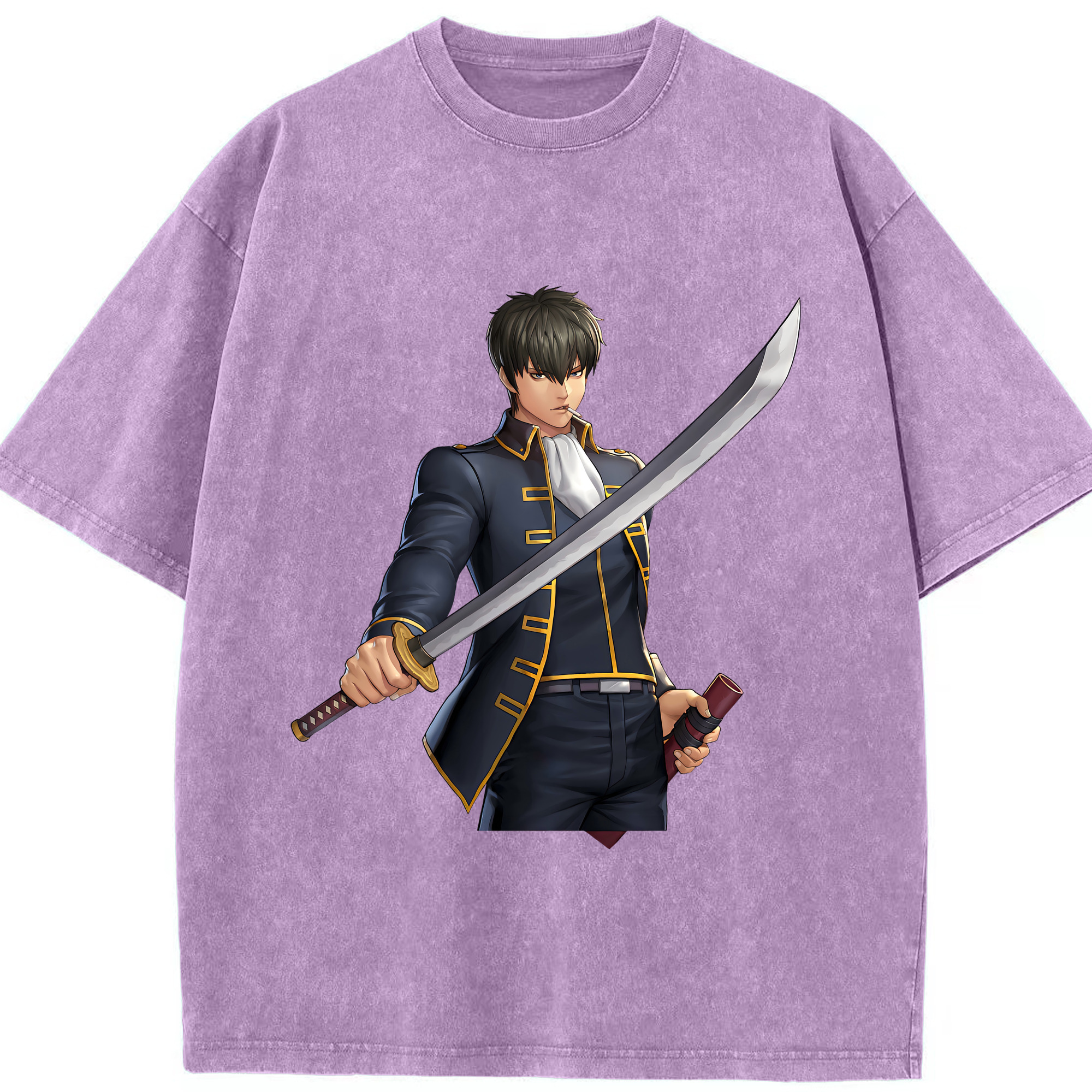 （画像用） ぎんたま 坂田銀時（さかたぎんとき） 神楽 志村新八（しむら しんぱち） GINTAMA Sakata Gintoki Kagura Shimura Shinpachi 綿100% ヴィンテージ風 半袖Tシャツ（フロントプリント）