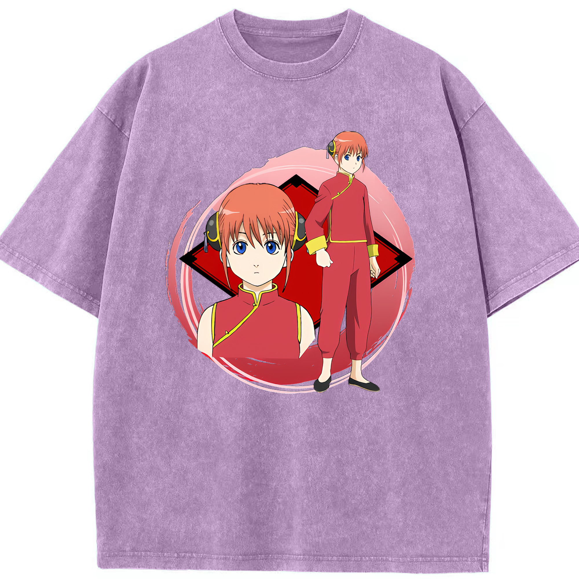 （画像用） ぎんたま 坂田銀時（さかたぎんとき） 神楽 志村新八（しむら しんぱち） GINTAMA Sakata Gintoki Kagura Shimura Shinpachi 綿100% ヴィンテージ風 半袖Tシャツ（フロントプリント）
