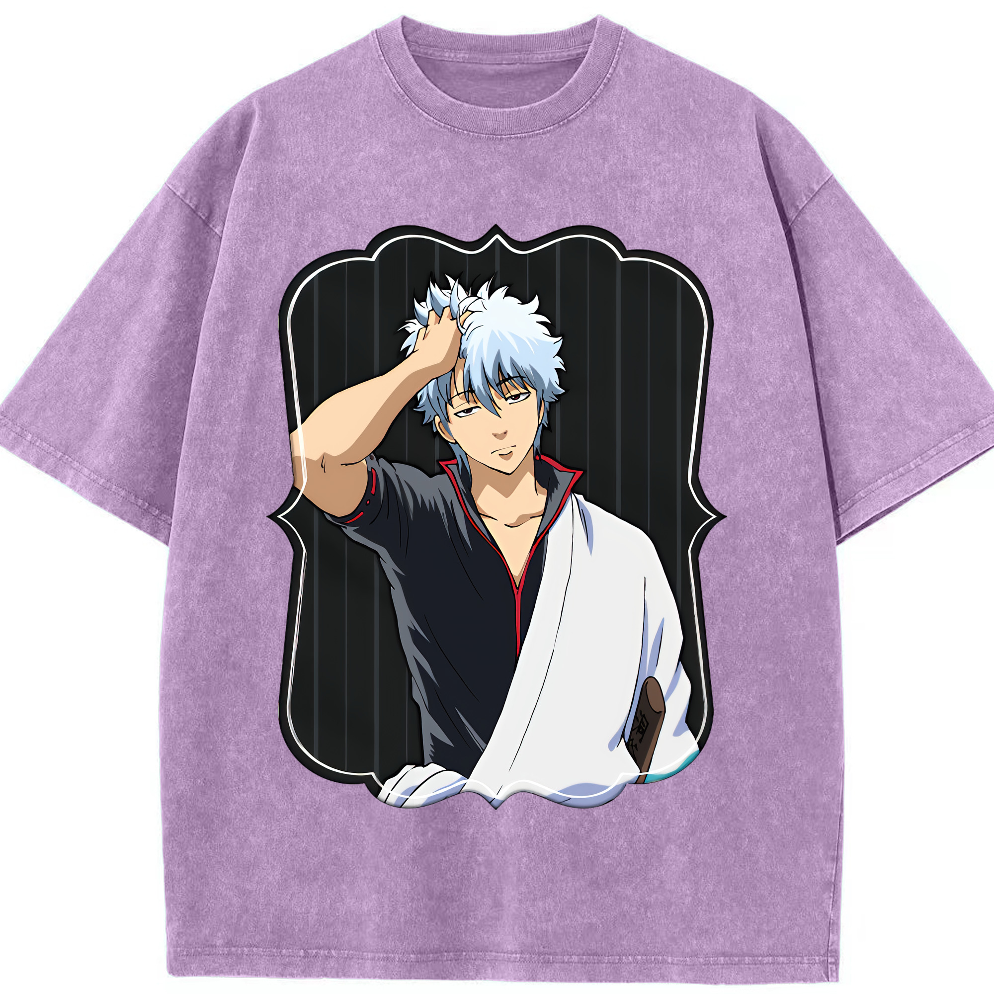 （画像用） ぎんたま 坂田銀時（さかたぎんとき） 神楽 志村新八（しむら しんぱち） GINTAMA Sakata Gintoki Kagura Shimura Shinpachi 綿100% ヴィンテージ風 半袖Tシャツ（フロントプリント）