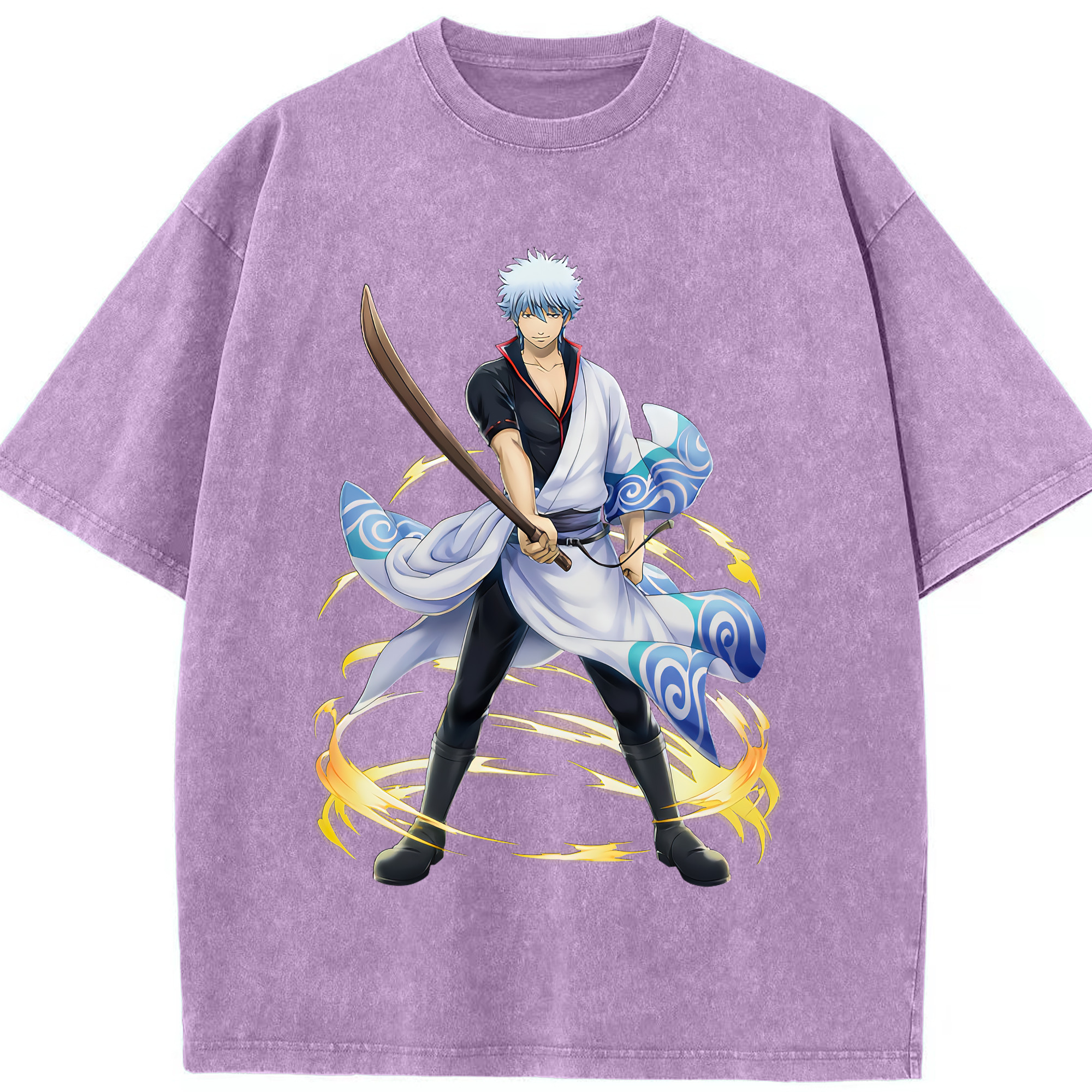（画像用） ぎんたま 坂田銀時（さかたぎんとき） 神楽 志村新八（しむら しんぱち） GINTAMA Sakata Gintoki Kagura Shimura Shinpachi 綿100% ヴィンテージ風 半袖Tシャツ（フロントプリント）