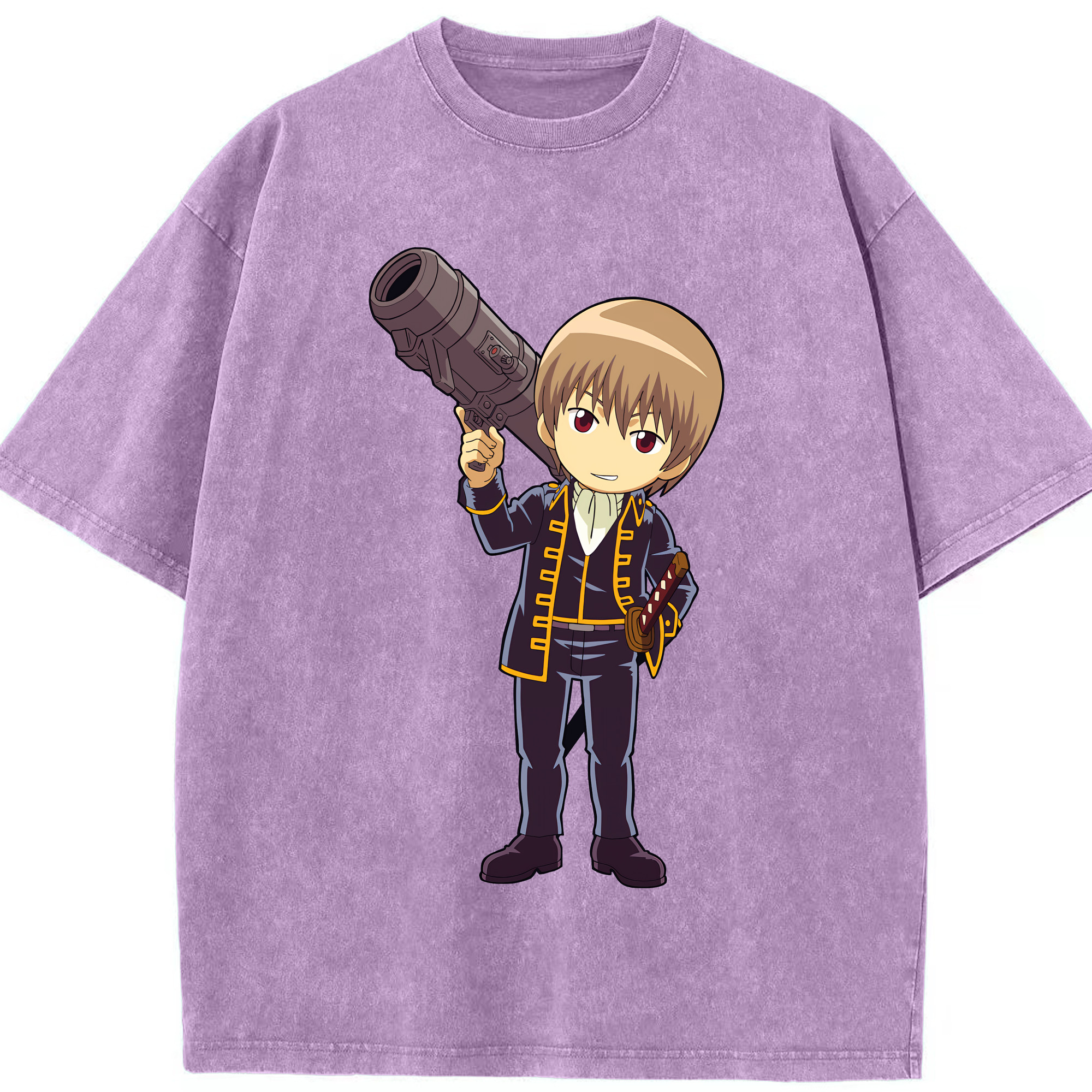 （画像用） ぎんたま 坂田銀時（さかたぎんとき） 神楽 志村新八（しむら しんぱち） GINTAMA Sakata Gintoki Kagura Shimura Shinpachi 綿100% ヴィンテージ風 半袖Tシャツ（フロントプリント）