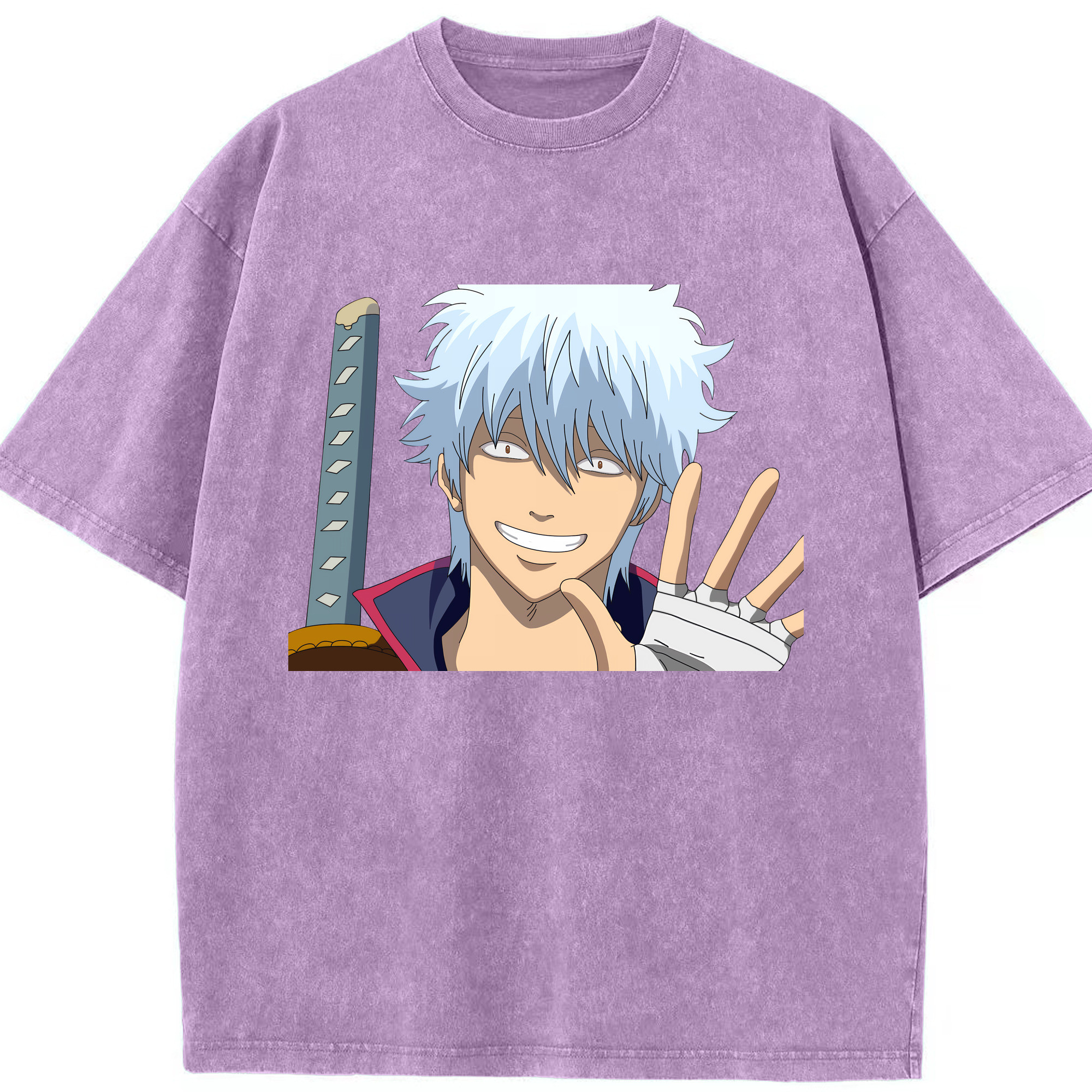 （画像用） ぎんたま 坂田銀時（さかたぎんとき） 神楽 志村新八（しむら しんぱち） GINTAMA Sakata Gintoki Kagura Shimura Shinpachi 綿100% ヴィンテージ風 半袖Tシャツ（フロントプリント）