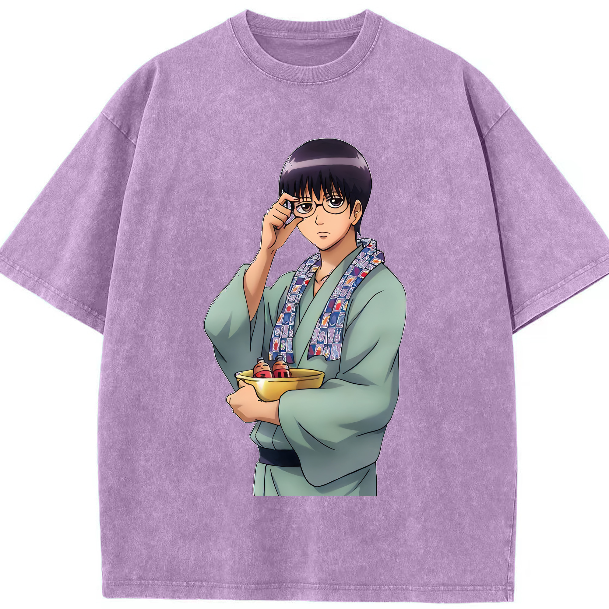 （画像用） ぎんたま 坂田銀時（さかたぎんとき） 神楽 志村新八（しむら しんぱち） GINTAMA Sakata Gintoki Kagura Shimura Shinpachi 綿100% ヴィンテージ風 半袖Tシャツ（フロントプリント）