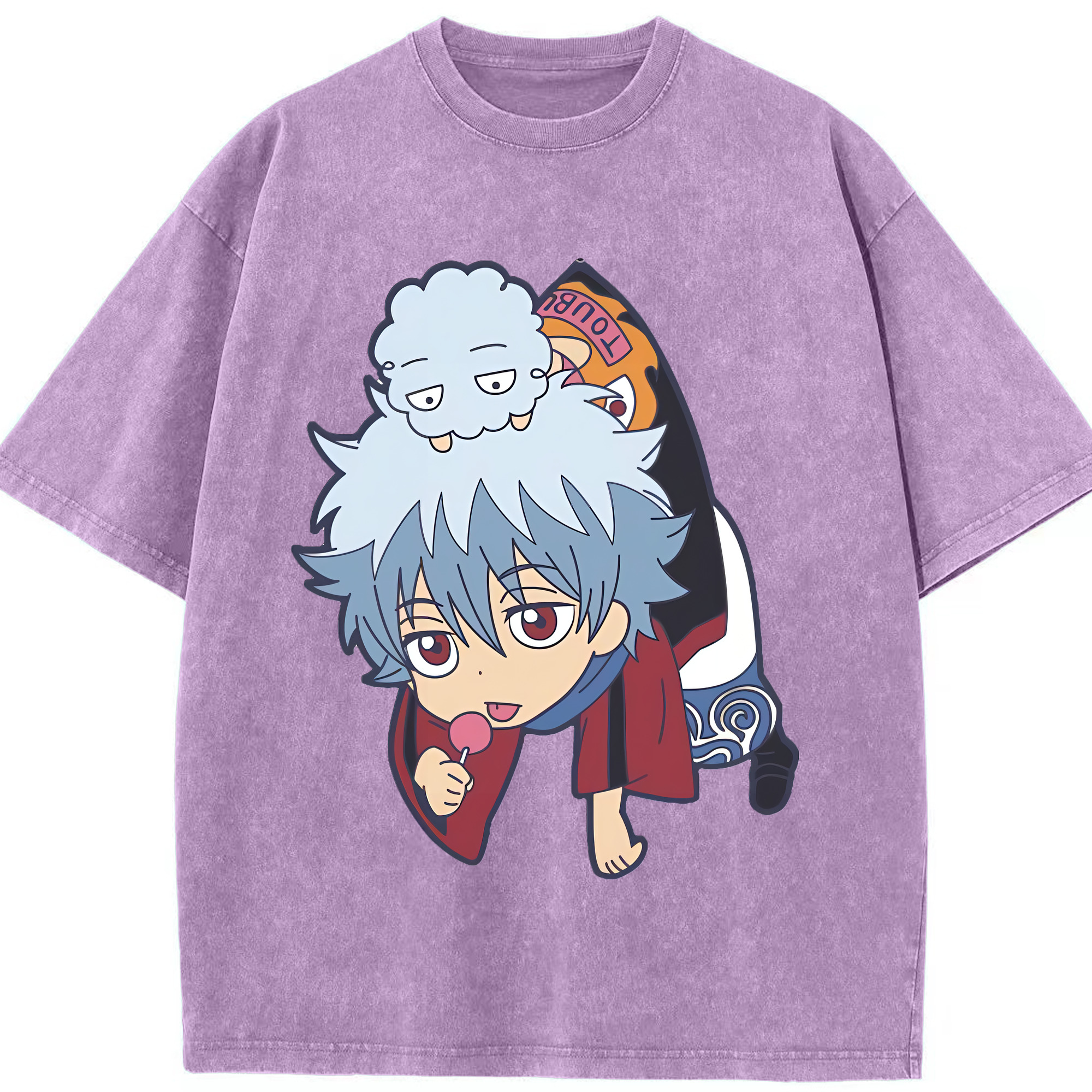 （画像用） ぎんたま 坂田銀時（さかたぎんとき） 神楽 志村新八（しむら しんぱち） GINTAMA Sakata Gintoki Kagura Shimura Shinpachi 綿100% ヴィンテージ風 半袖Tシャツ（フロントプリント）
