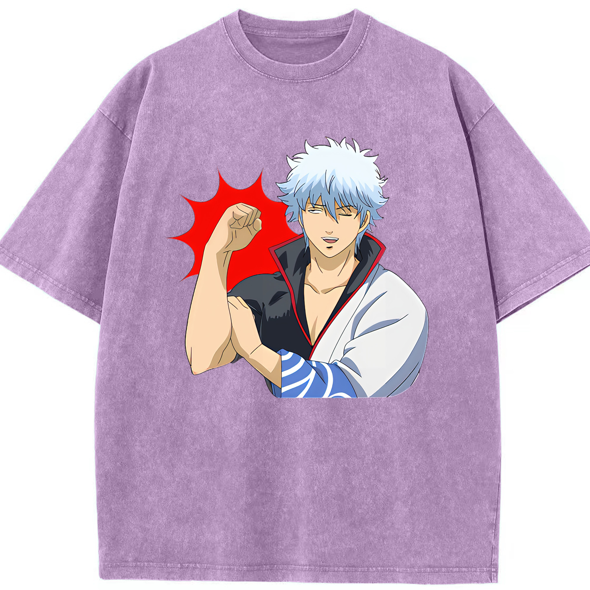 （画像用） ぎんたま 坂田銀時（さかたぎんとき） 神楽 志村新八（しむら しんぱち） GINTAMA Sakata Gintoki Kagura Shimura Shinpachi 綿100% ヴィンテージ風 半袖Tシャツ（フロントプリント）
