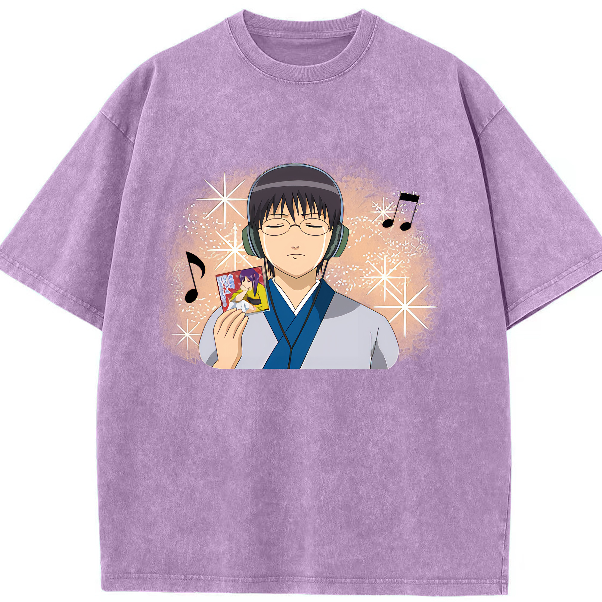 （画像用） ぎんたま 坂田銀時（さかたぎんとき） 神楽 志村新八（しむら しんぱち） GINTAMA Sakata Gintoki Kagura Shimura Shinpachi 綿100% ヴィンテージ風 半袖Tシャツ（フロントプリント）