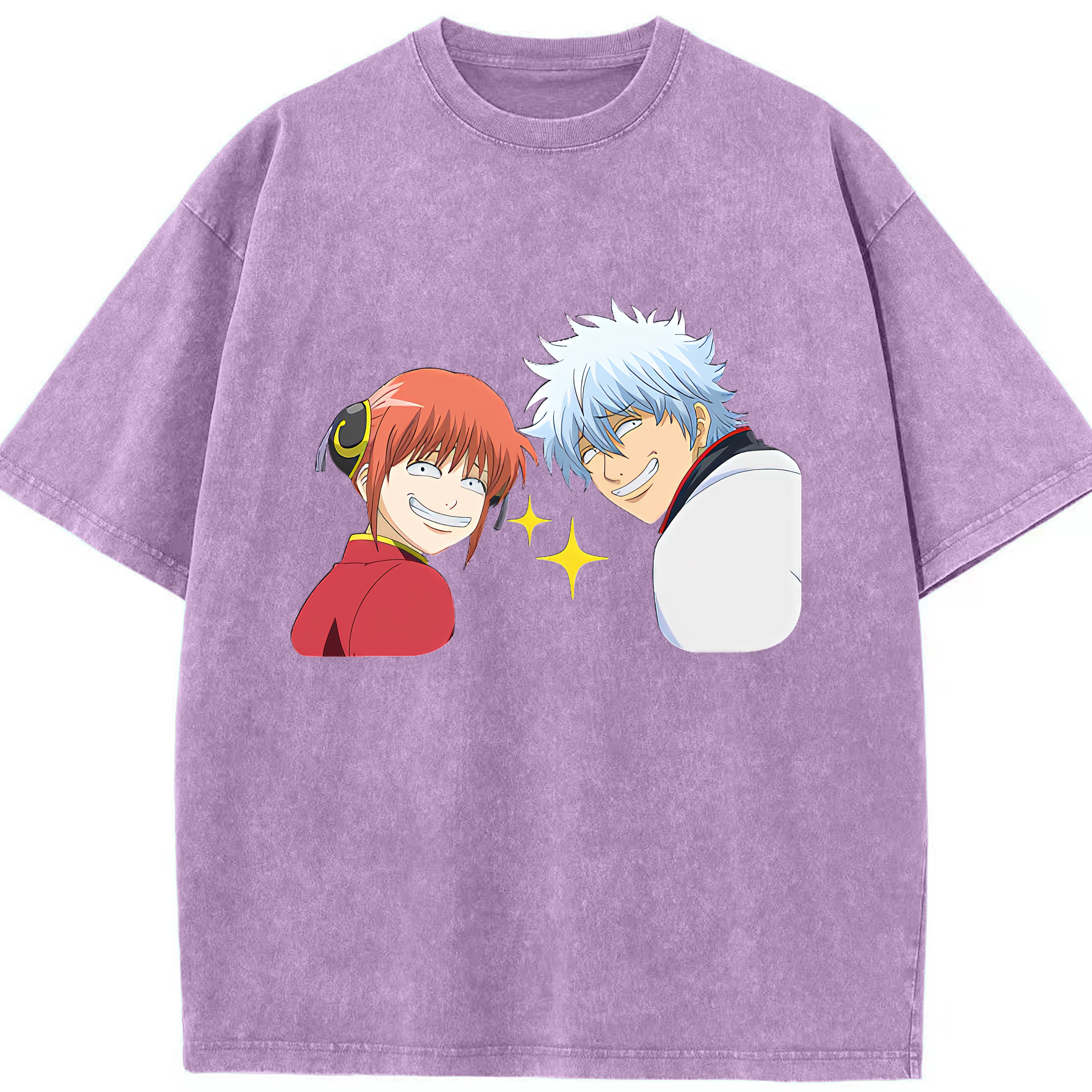 （画像用） ぎんたま 坂田銀時（さかたぎんとき） 神楽 志村新八（しむら しんぱち） GINTAMA Sakata Gintoki Kagura Shimura Shinpachi 綿100% ヴィンテージ風 半袖Tシャツ（フロントプリント）