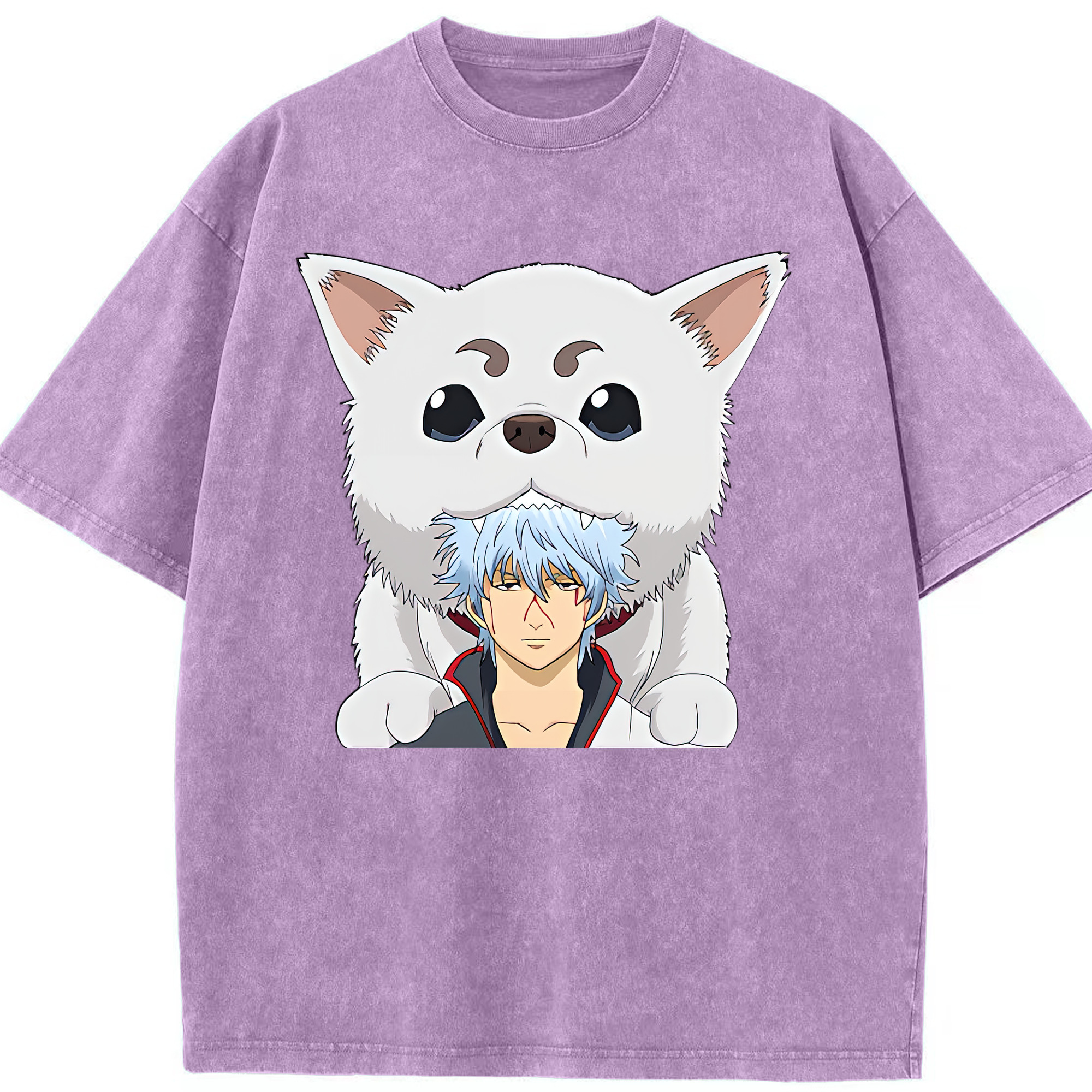 （画像用） ぎんたま 坂田銀時（さかたぎんとき） 神楽 志村新八（しむら しんぱち） GINTAMA Sakata Gintoki Kagura Shimura Shinpachi 綿100% ヴィンテージ風 半袖Tシャツ（フロントプリント）