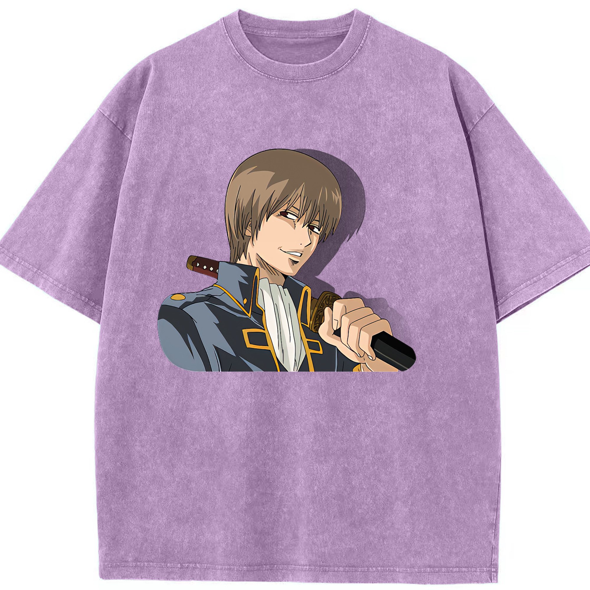 （画像用） ぎんたま 坂田銀時（さかたぎんとき） 神楽 志村新八（しむら しんぱち） GINTAMA Sakata Gintoki Kagura Shimura Shinpachi 綿100% ヴィンテージ風 半袖Tシャツ（フロントプリント）