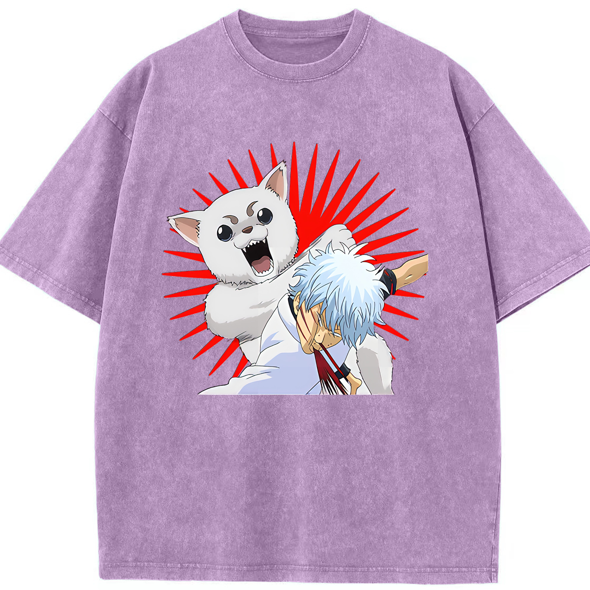 （画像用） ぎんたま 坂田銀時（さかたぎんとき） 神楽 志村新八（しむら しんぱち） GINTAMA Sakata Gintoki Kagura Shimura Shinpachi 綿100% ヴィンテージ風 半袖Tシャツ（フロントプリント）