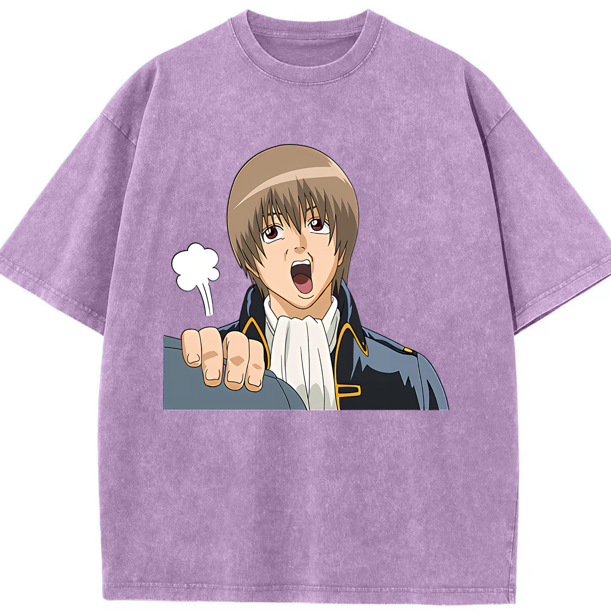 （画像用） ぎんたま 坂田銀時（さかたぎんとき） 神楽 志村新八（しむら しんぱち） GINTAMA Sakata Gintoki Kagura Shimura Shinpachi 綿100% ヴィンテージ風 半袖Tシャツ（フロントプリント）