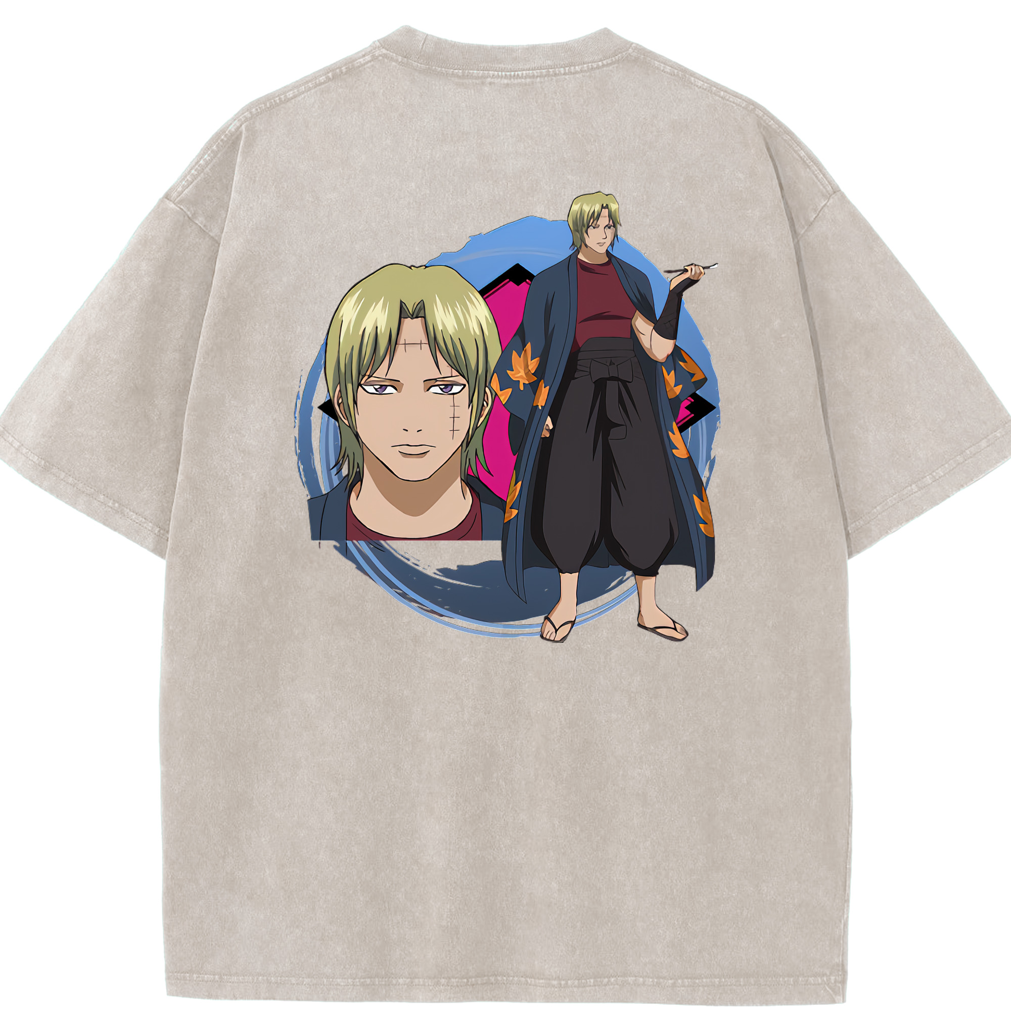 （画像用） ぎんたま 坂田銀時（さかたぎんとき） 神楽 志村新八（しむら しんぱち） GINTAMA Sakata Gintoki Kagura Shimura Shinpachi 綿100% ヴィンテージ風 半袖Tシャツ（背面プリント）