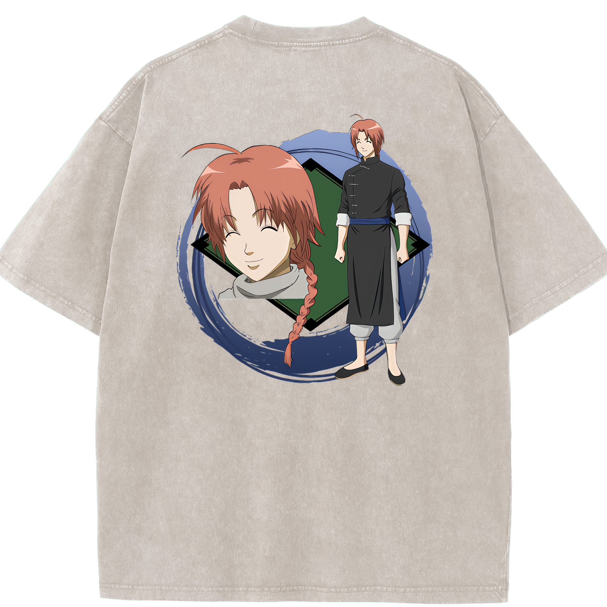 （画像用） ぎんたま 坂田銀時（さかたぎんとき） 神楽 志村新八（しむら しんぱち） GINTAMA Sakata Gintoki Kagura Shimura Shinpachi 綿100% ヴィンテージ風 半袖Tシャツ（背面プリント）