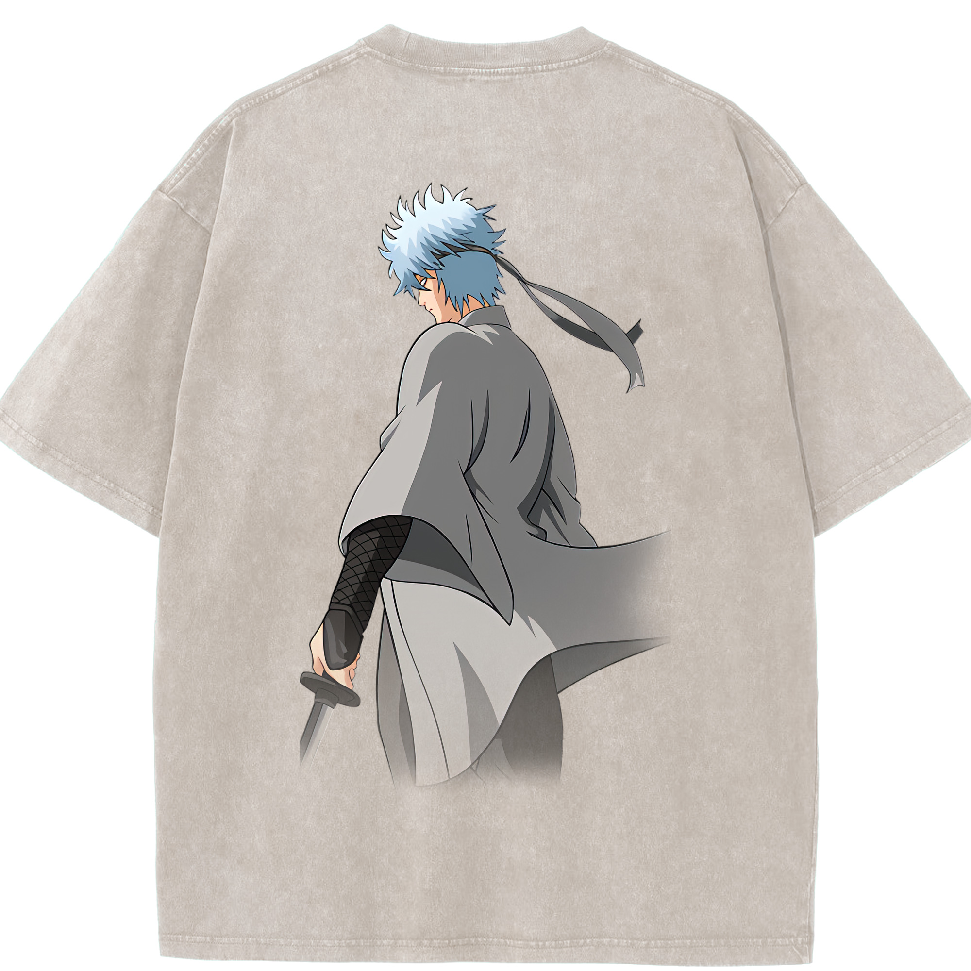 （画像用） ぎんたま 坂田銀時（さかたぎんとき） 神楽 志村新八（しむら しんぱち） GINTAMA Sakata Gintoki Kagura Shimura Shinpachi 綿100% ヴィンテージ風 半袖Tシャツ（背面プリント）