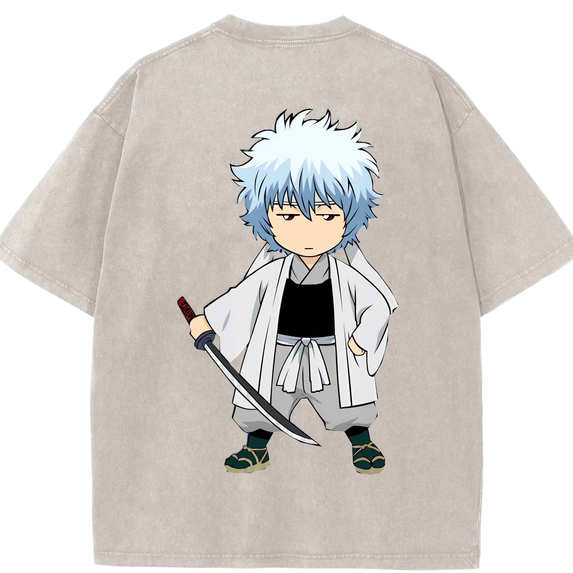 （画像用） ぎんたま 坂田銀時（さかたぎんとき） 神楽 志村新八（しむら しんぱち） GINTAMA Sakata Gintoki Kagura Shimura Shinpachi 綿100% ヴィンテージ風 半袖Tシャツ（背面プリント）