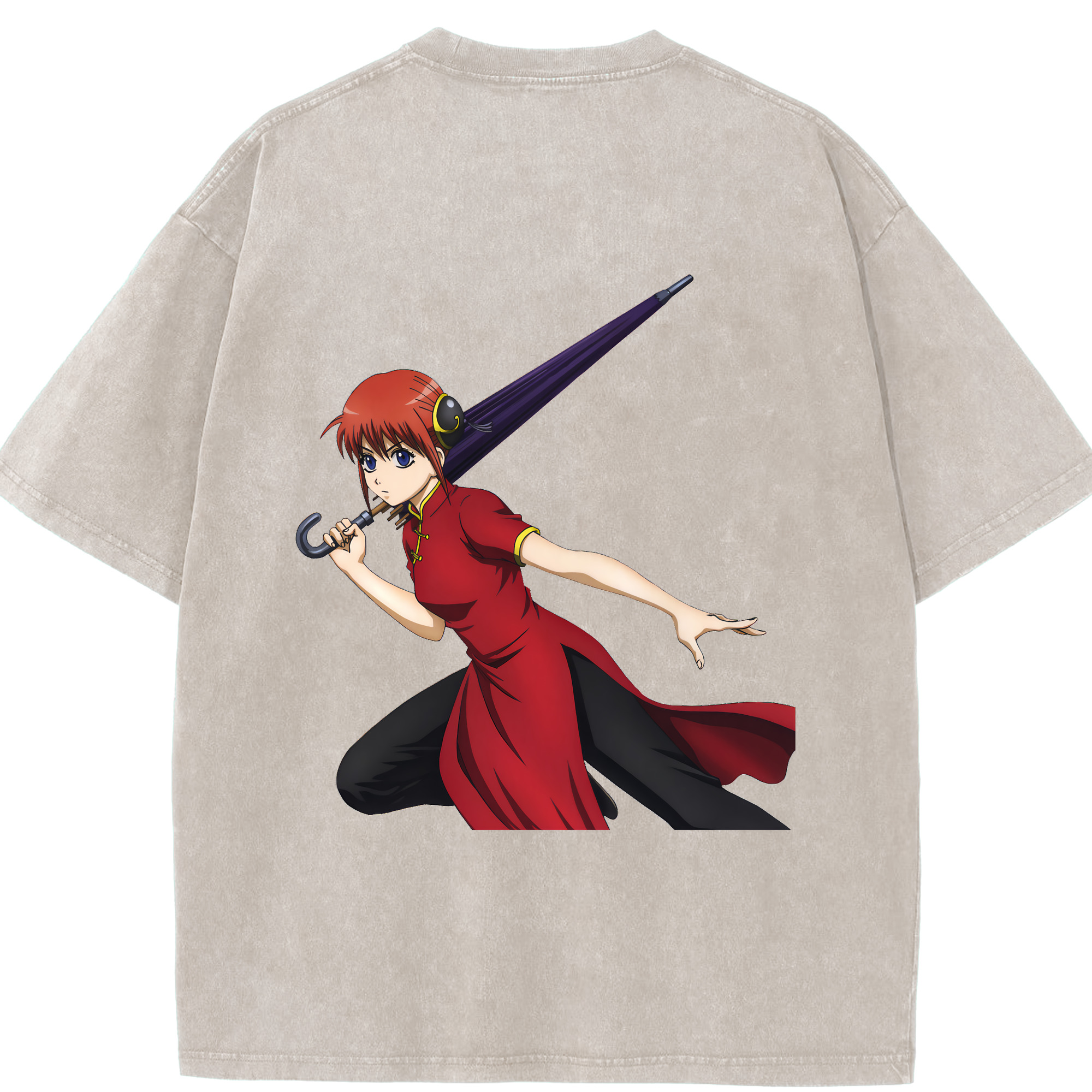（画像用） ぎんたま 坂田銀時（さかたぎんとき） 神楽 志村新八（しむら しんぱち） GINTAMA Sakata Gintoki Kagura Shimura Shinpachi 綿100% ヴィンテージ風 半袖Tシャツ（背面プリント）