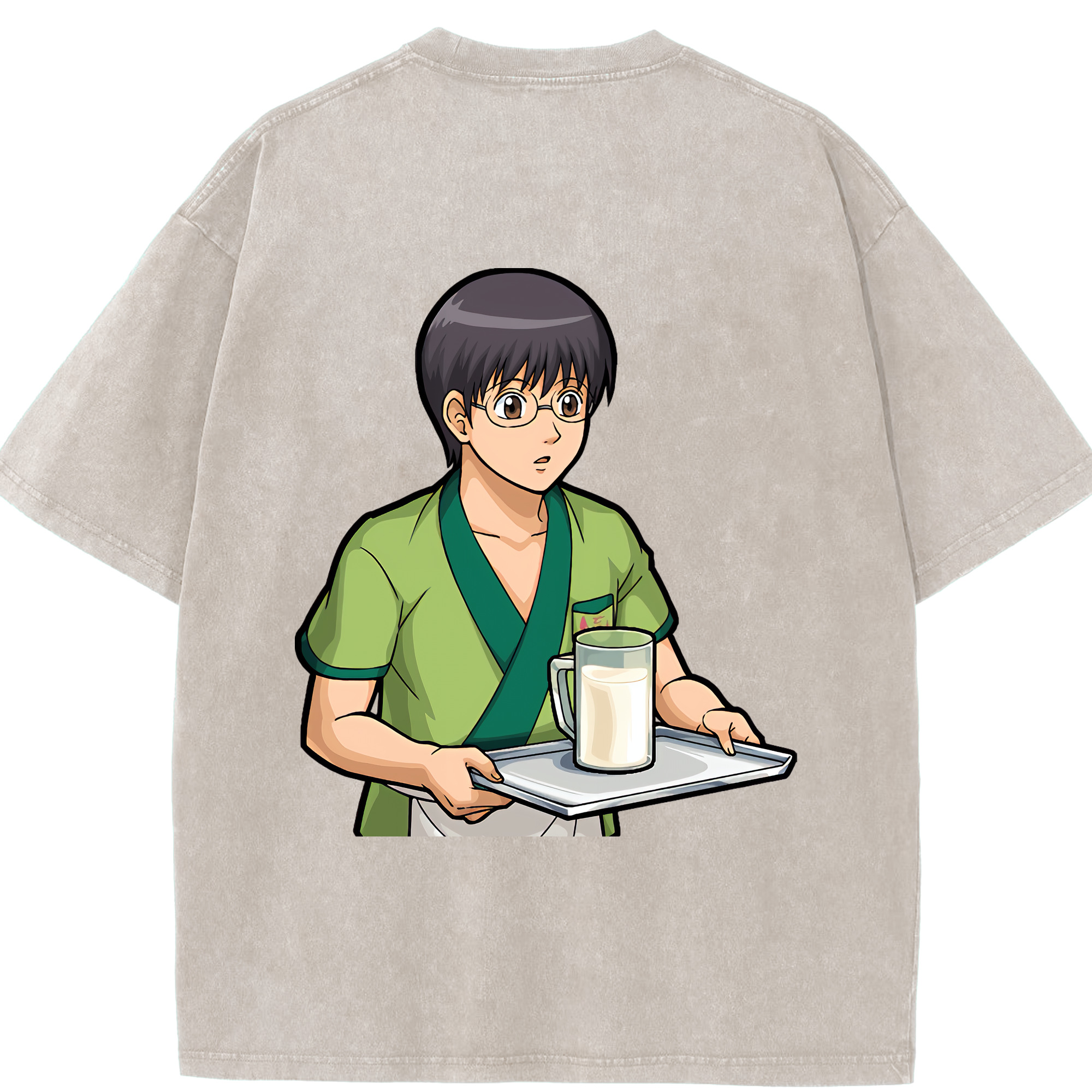 （画像用） ぎんたま 坂田銀時（さかたぎんとき） 神楽 志村新八（しむら しんぱち） GINTAMA Sakata Gintoki Kagura Shimura Shinpachi 綿100% ヴィンテージ風 半袖Tシャツ（背面プリント）