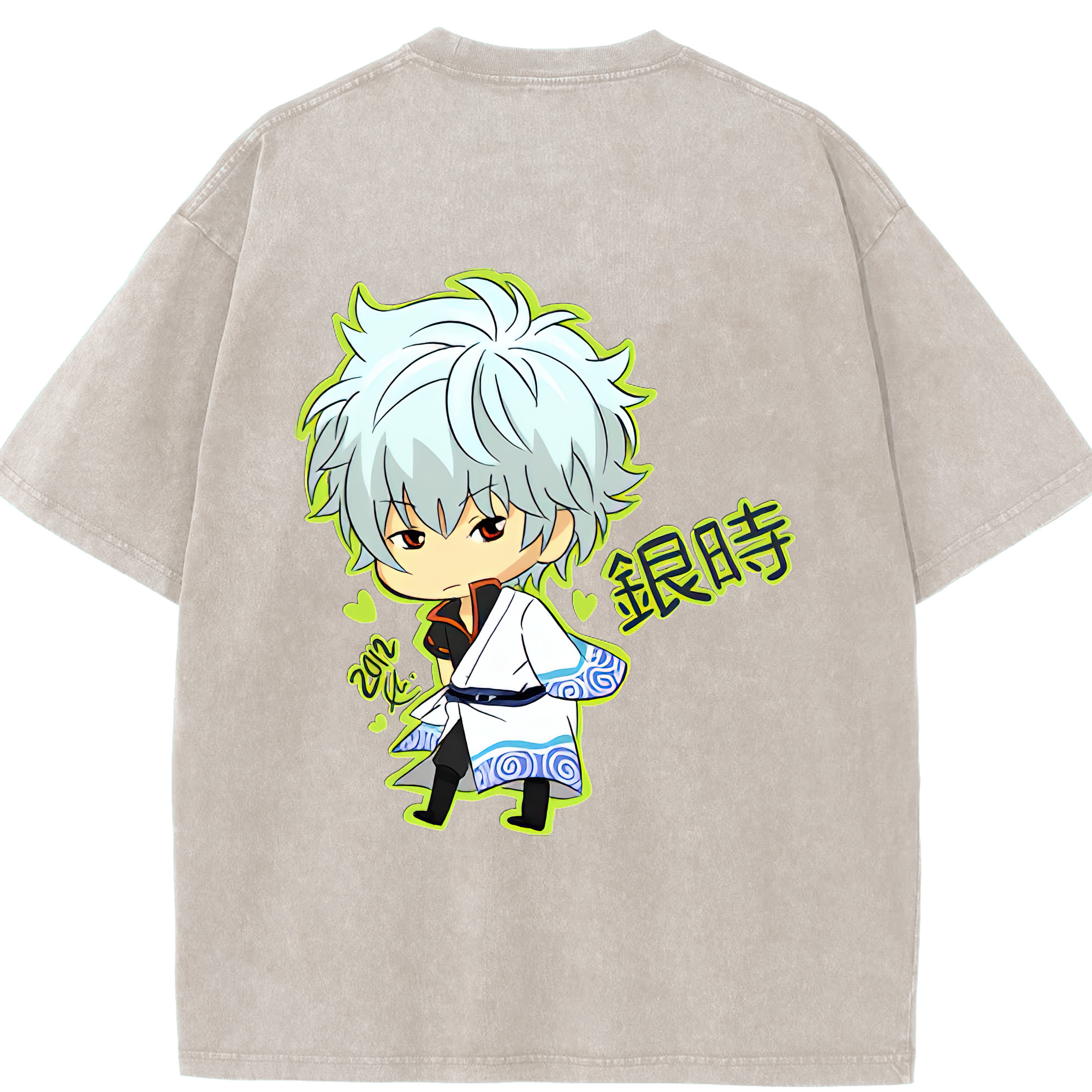 （画像用） ぎんたま 坂田銀時（さかたぎんとき） 神楽 志村新八（しむら しんぱち） GINTAMA Sakata Gintoki Kagura Shimura Shinpachi 綿100% ヴィンテージ風 半袖Tシャツ（背面プリント）