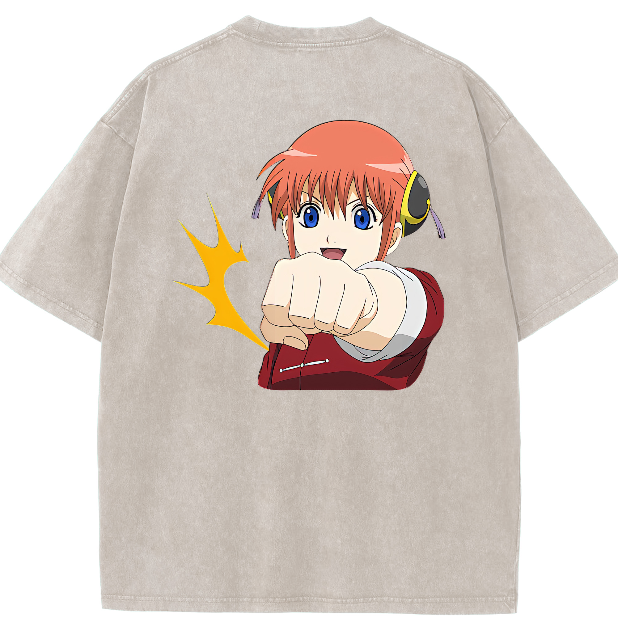 （画像用） ぎんたま 坂田銀時（さかたぎんとき） 神楽 志村新八（しむら しんぱち） GINTAMA Sakata Gintoki Kagura Shimura Shinpachi 綿100% ヴィンテージ風 半袖Tシャツ（背面プリント）