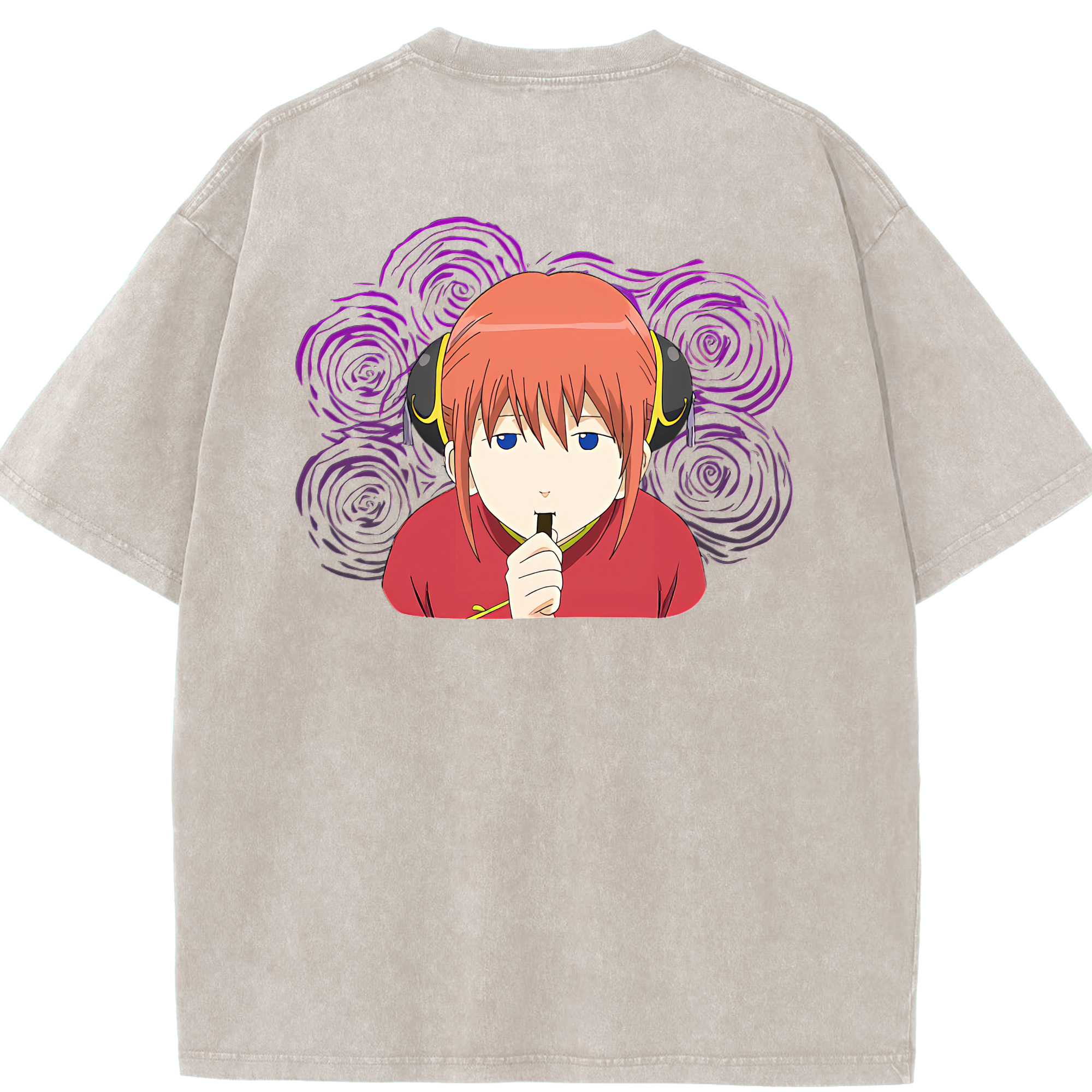 （画像用） ぎんたま 坂田銀時（さかたぎんとき） 神楽 志村新八（しむら しんぱち） GINTAMA Sakata Gintoki Kagura Shimura Shinpachi 綿100% ヴィンテージ風 半袖Tシャツ（背面プリント）