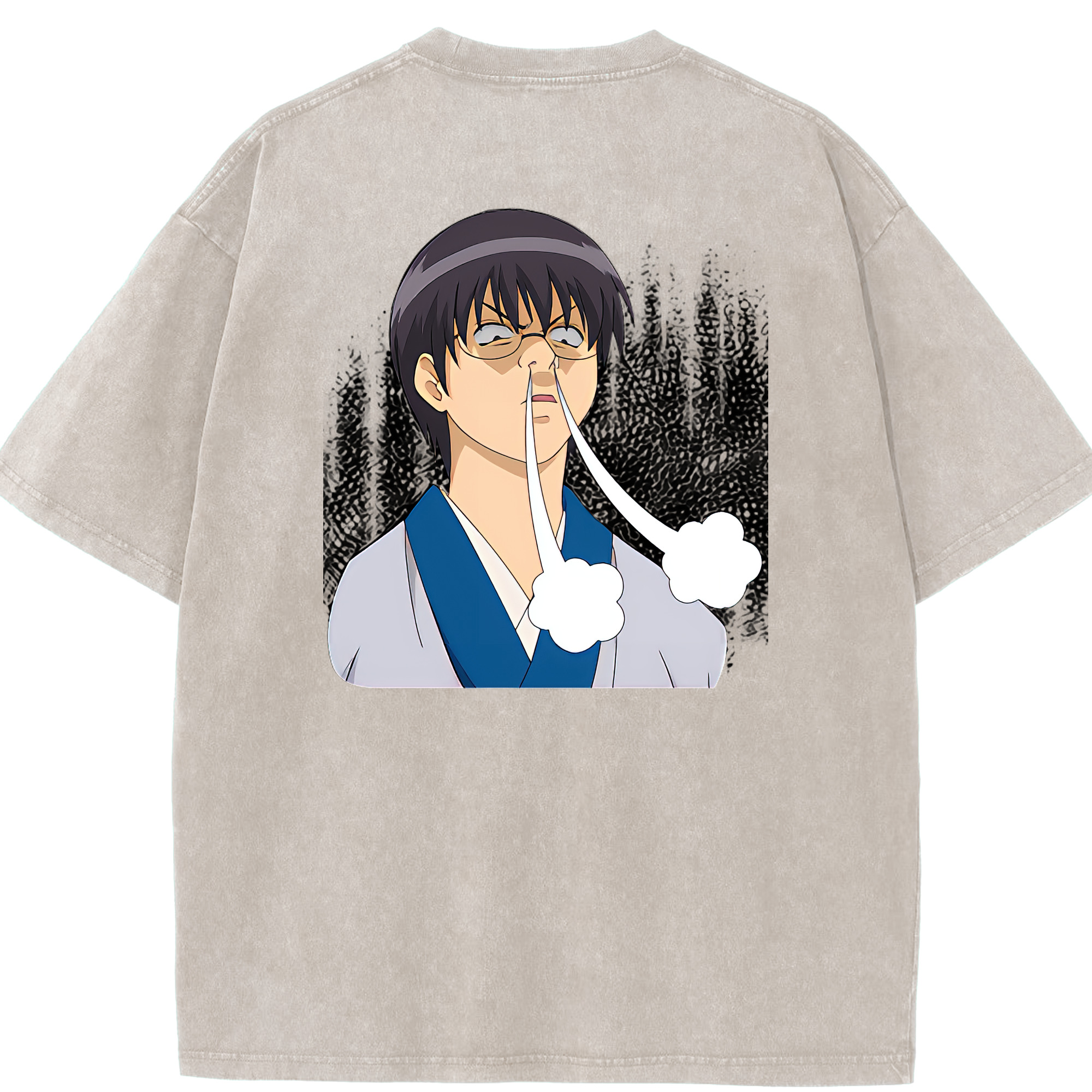 （画像用） ぎんたま 坂田銀時（さかたぎんとき） 神楽 志村新八（しむら しんぱち） GINTAMA Sakata Gintoki Kagura Shimura Shinpachi 綿100% ヴィンテージ風 半袖Tシャツ（背面プリント）