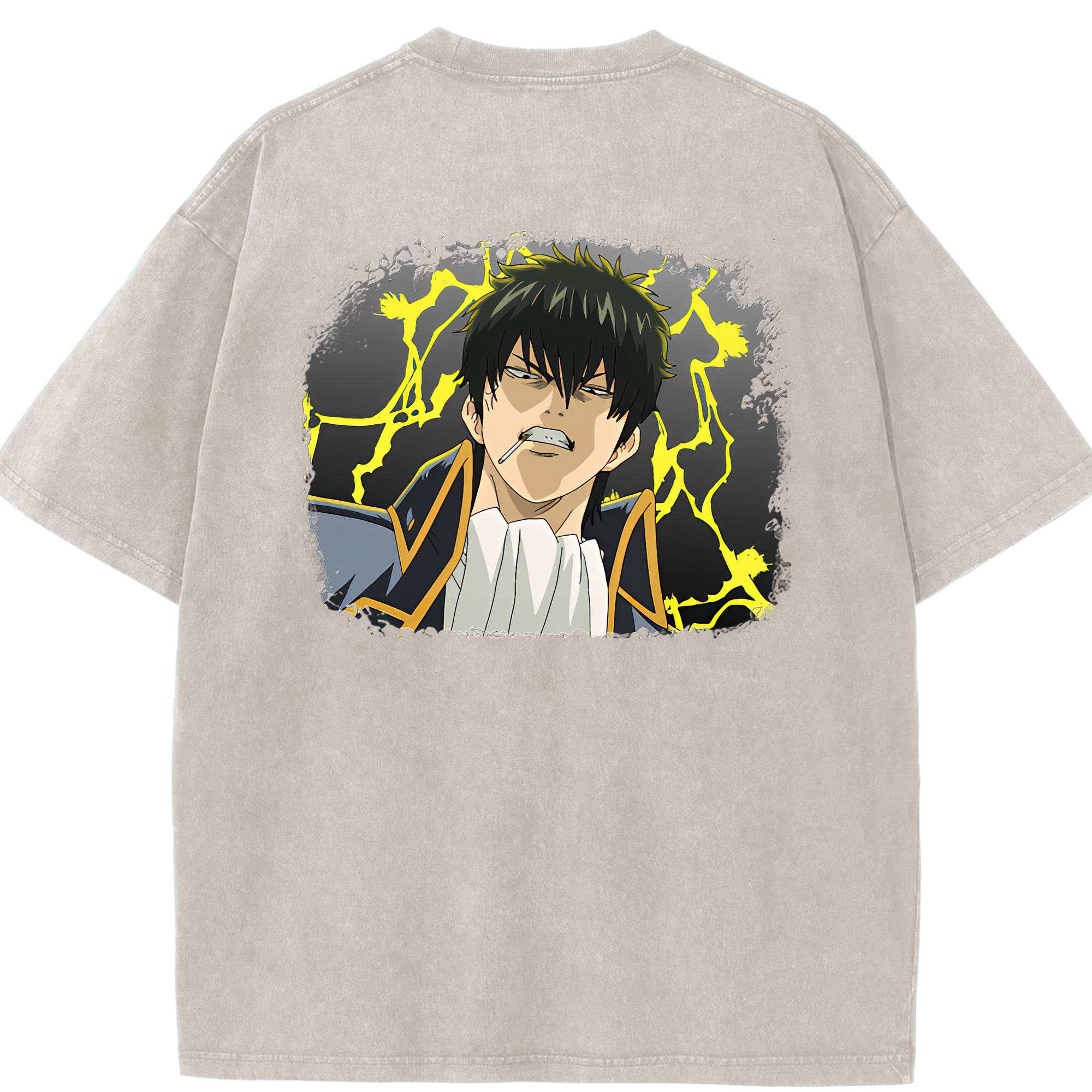 （画像用） ぎんたま 坂田銀時（さかたぎんとき） 神楽 志村新八（しむら しんぱち） GINTAMA Sakata Gintoki Kagura Shimura Shinpachi 綿100% ヴィンテージ風 半袖Tシャツ（背面プリント）