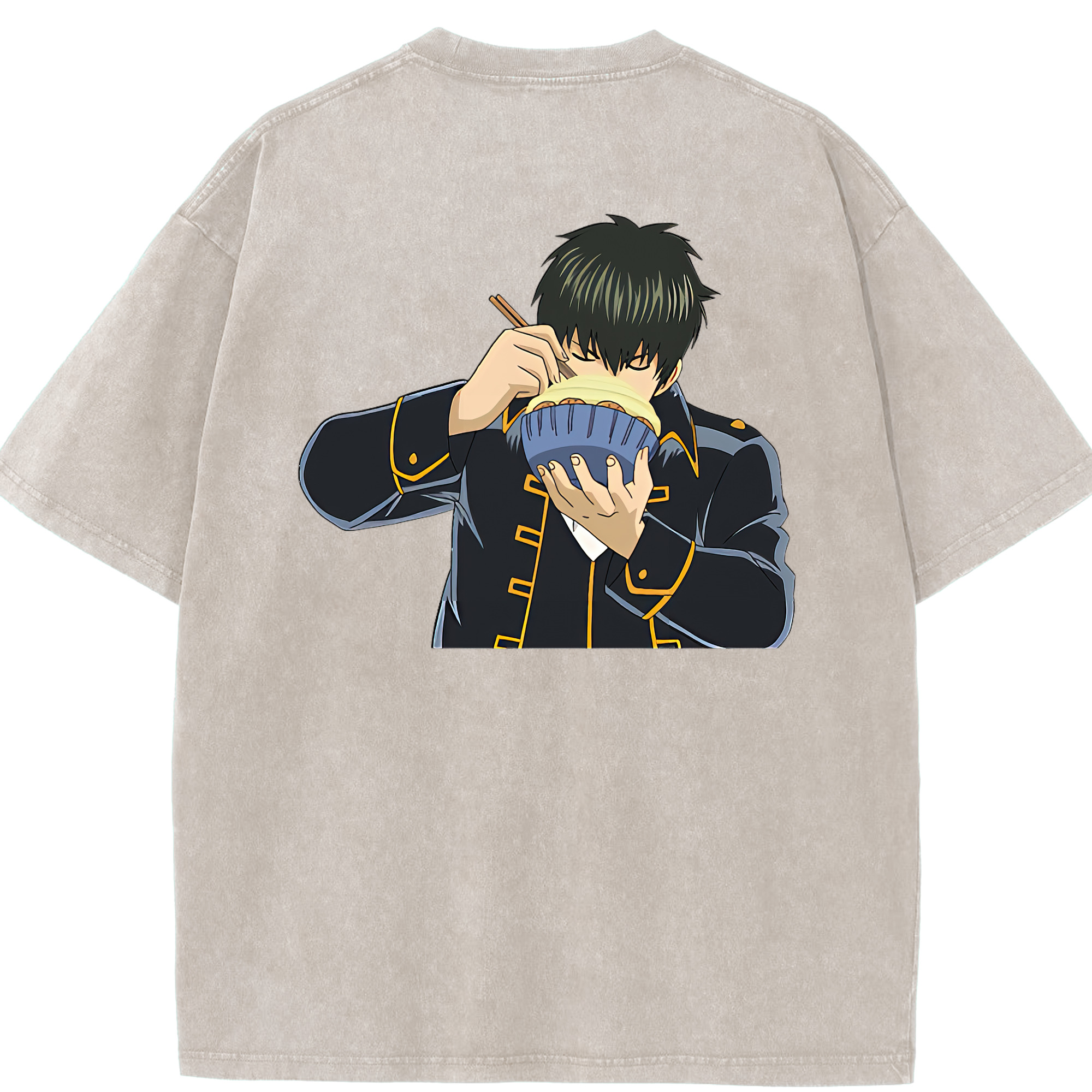 （画像用） ぎんたま 坂田銀時（さかたぎんとき） 神楽 志村新八（しむら しんぱち） GINTAMA Sakata Gintoki Kagura Shimura Shinpachi 綿100% ヴィンテージ風 半袖Tシャツ（背面プリント）