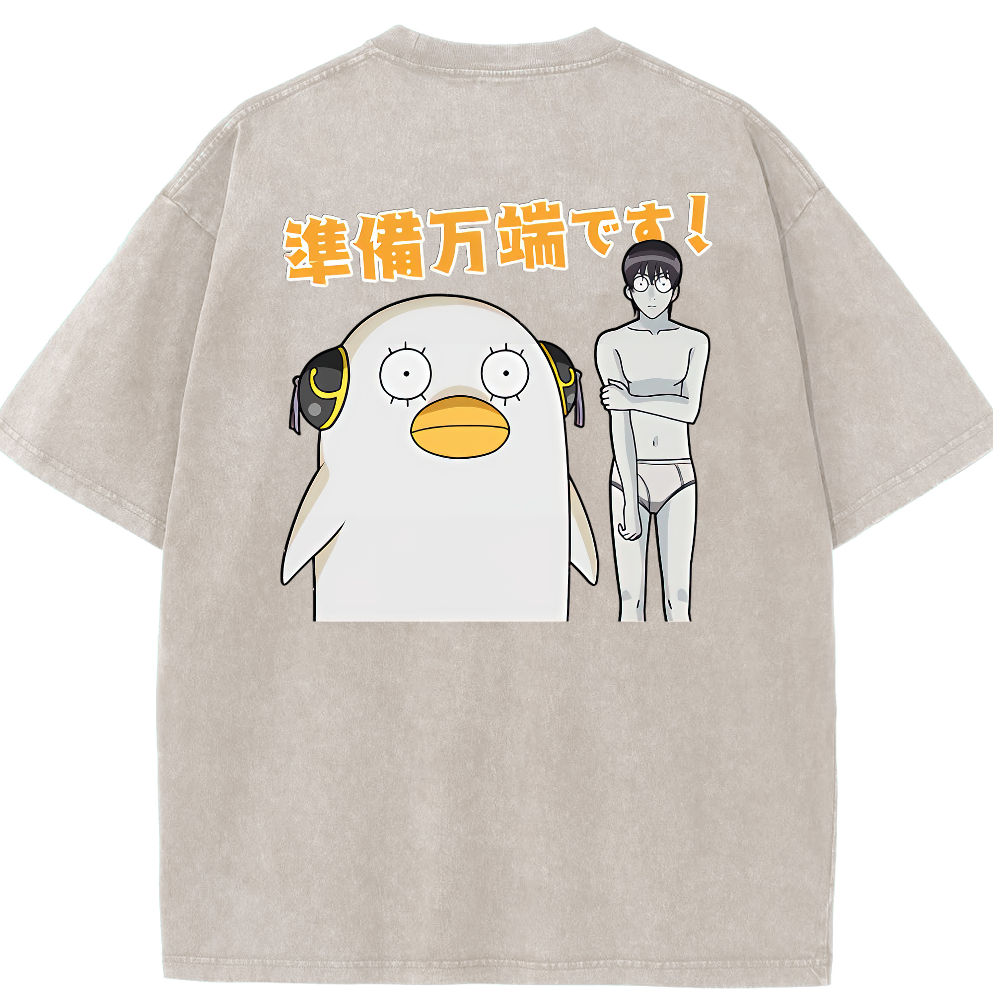 （画像用） ぎんたま 坂田銀時（さかたぎんとき） 神楽 志村新八（しむら しんぱち） GINTAMA Sakata Gintoki Kagura Shimura Shinpachi 綿100% ヴィンテージ風 半袖Tシャツ（背面プリント）