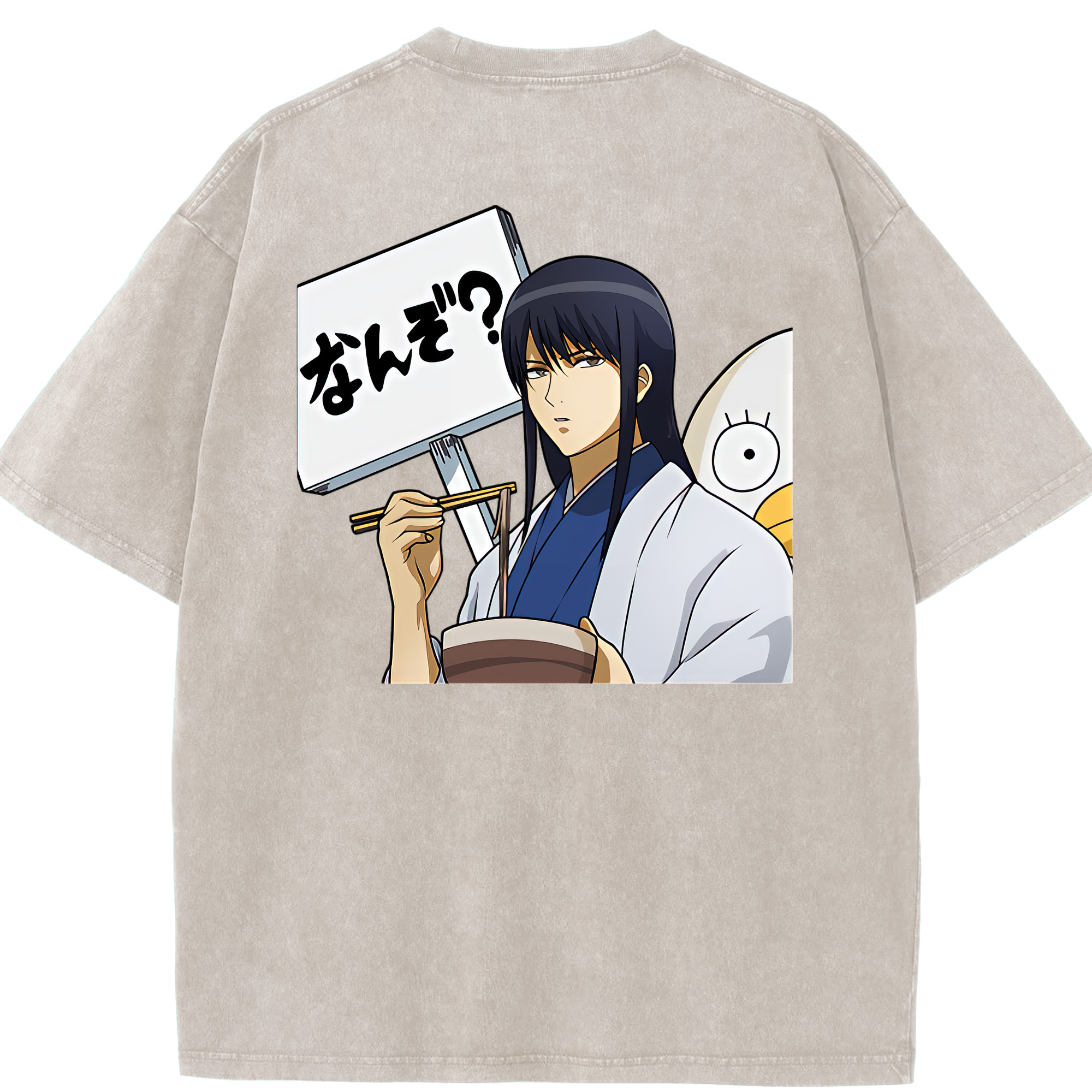 （画像用） ぎんたま 坂田銀時（さかたぎんとき） 神楽 志村新八（しむら しんぱち） GINTAMA Sakata Gintoki Kagura Shimura Shinpachi 綿100% ヴィンテージ風 半袖Tシャツ（背面プリント）