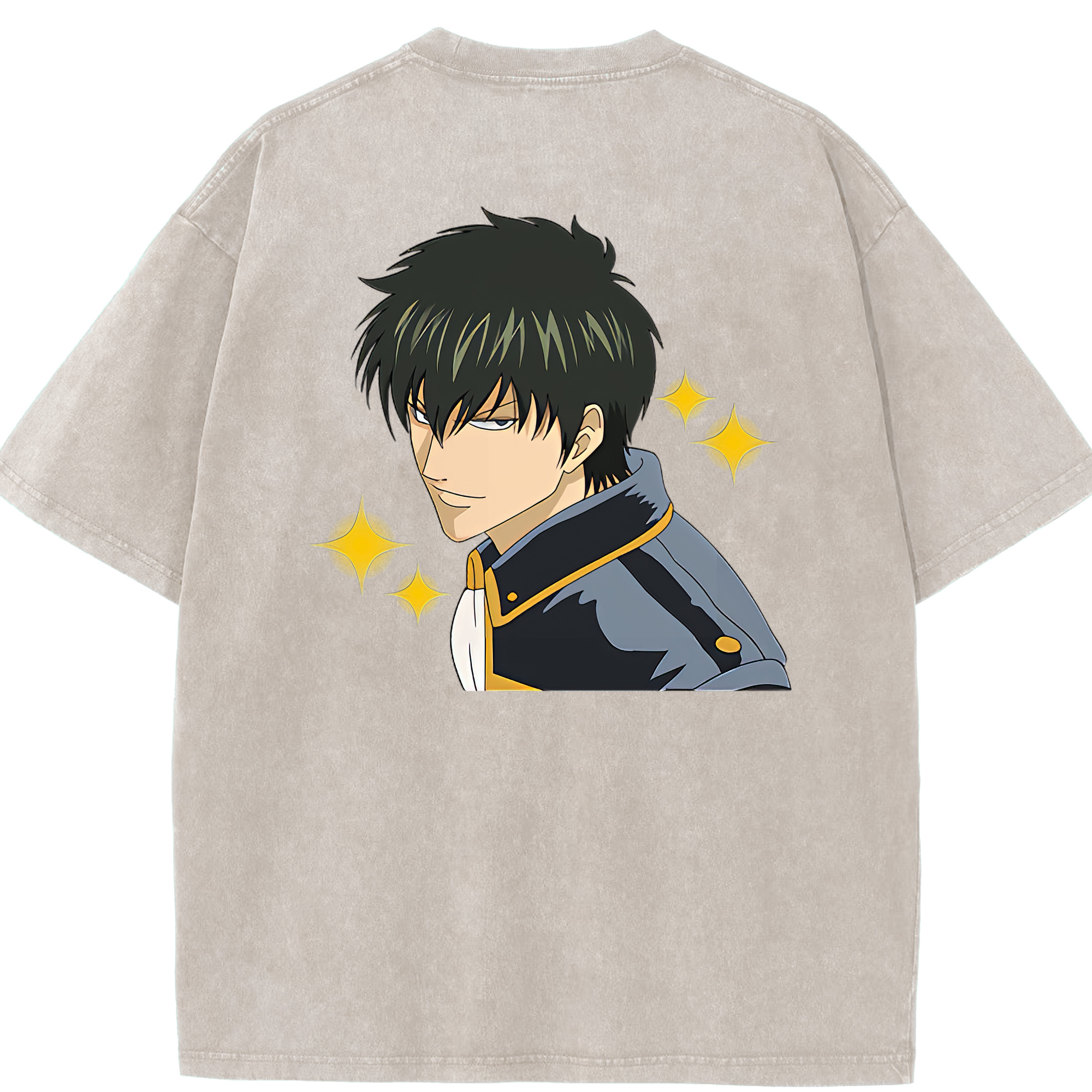 （画像用） ぎんたま 坂田銀時（さかたぎんとき） 神楽 志村新八（しむら しんぱち） GINTAMA Sakata Gintoki Kagura Shimura Shinpachi 綿100% ヴィンテージ風 半袖Tシャツ（背面プリント）