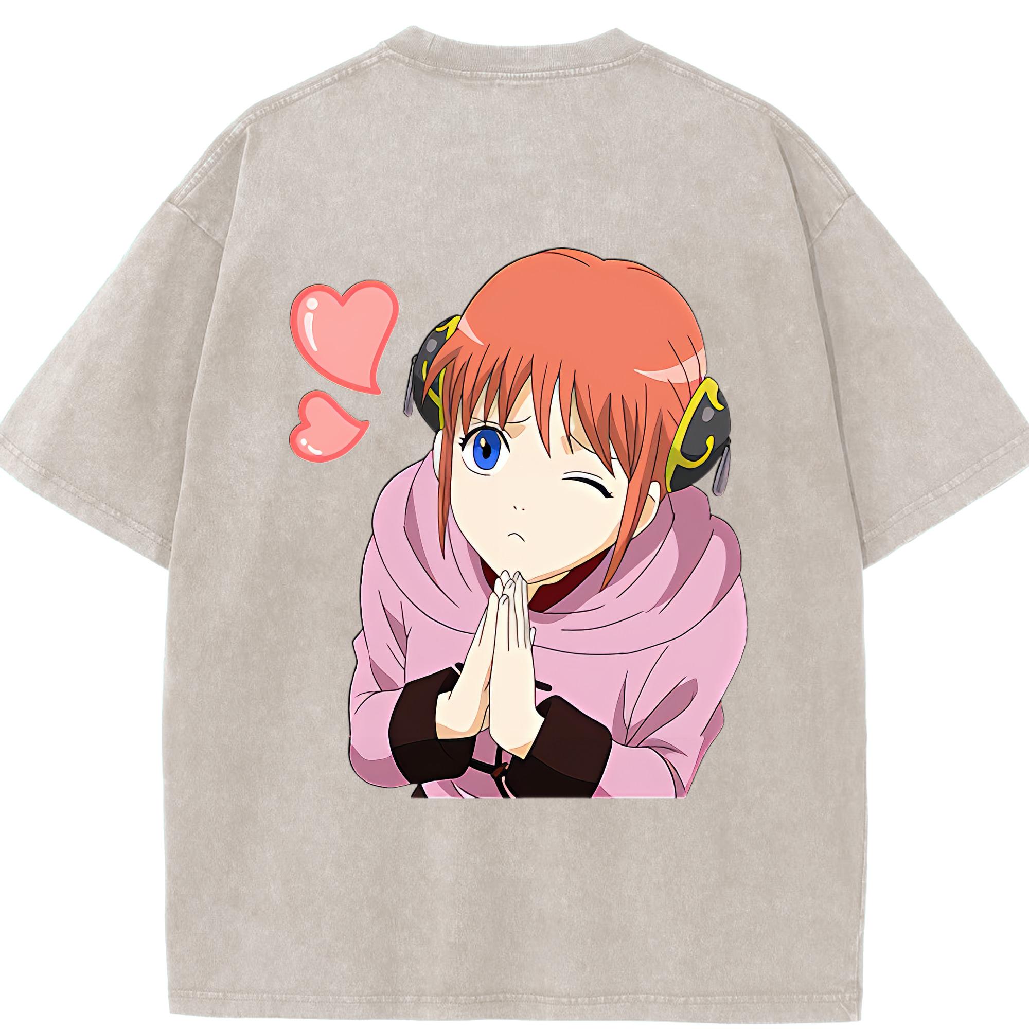 （画像用） ぎんたま 坂田銀時（さかたぎんとき） 神楽 志村新八（しむら しんぱち） GINTAMA Sakata Gintoki Kagura Shimura Shinpachi 綿100% ヴィンテージ風 半袖Tシャツ（背面プリント）