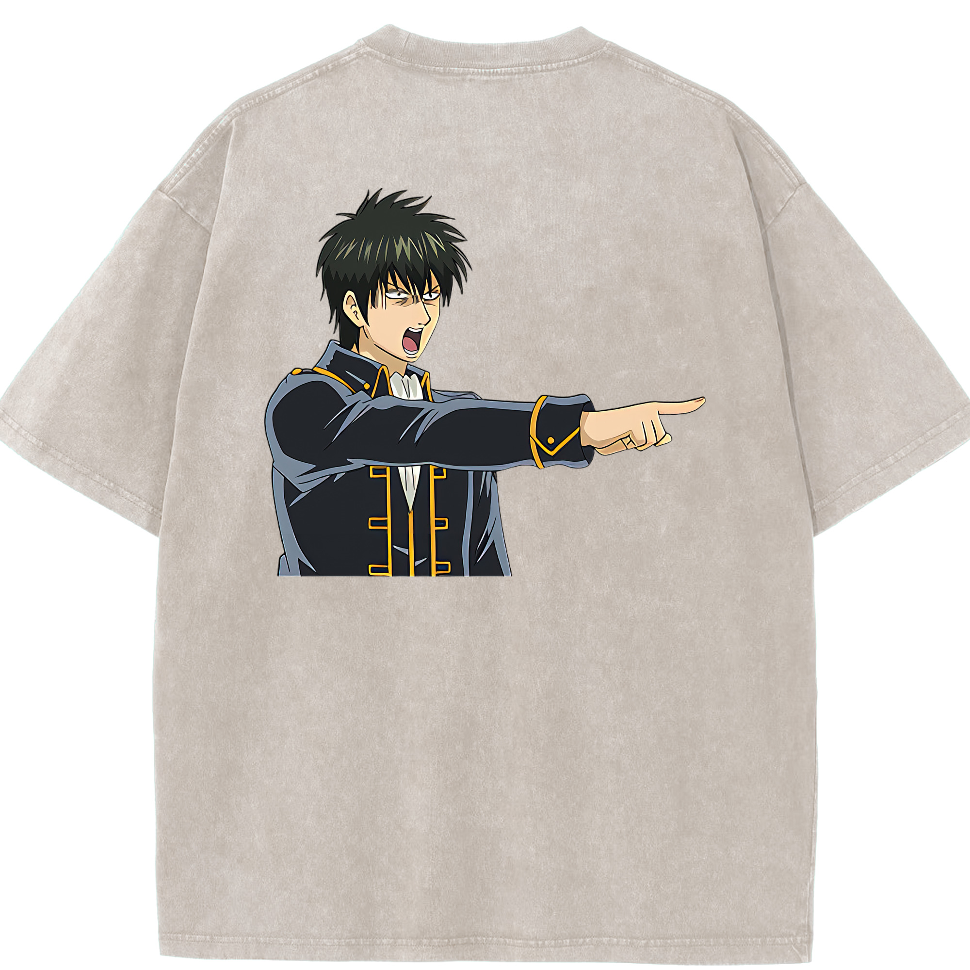 （画像用） ぎんたま 坂田銀時（さかたぎんとき） 神楽 志村新八（しむら しんぱち） GINTAMA Sakata Gintoki Kagura Shimura Shinpachi 綿100% ヴィンテージ風 半袖Tシャツ（背面プリント）