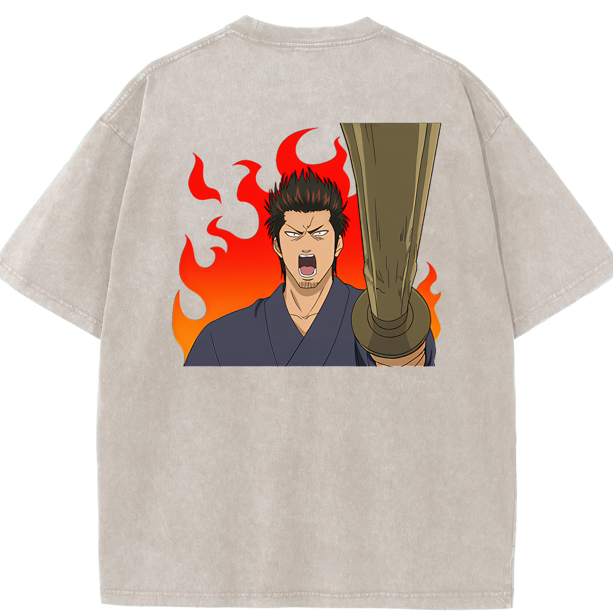 （画像用） ぎんたま 坂田銀時（さかたぎんとき） 神楽 志村新八（しむら しんぱち） GINTAMA Sakata Gintoki Kagura Shimura Shinpachi 綿100% ヴィンテージ風 半袖Tシャツ（背面プリント）